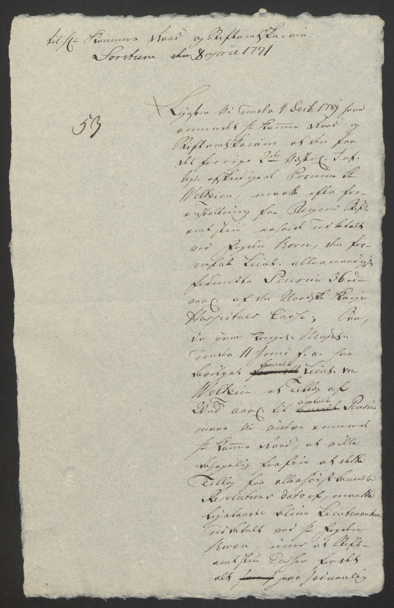 Forsvaret, Den norske kvesthuskasse/krigshospitalkasse, AV/RA-RAFA-1887/F/Fa/L0008: Konsepter, 1790-1793, p. 447
