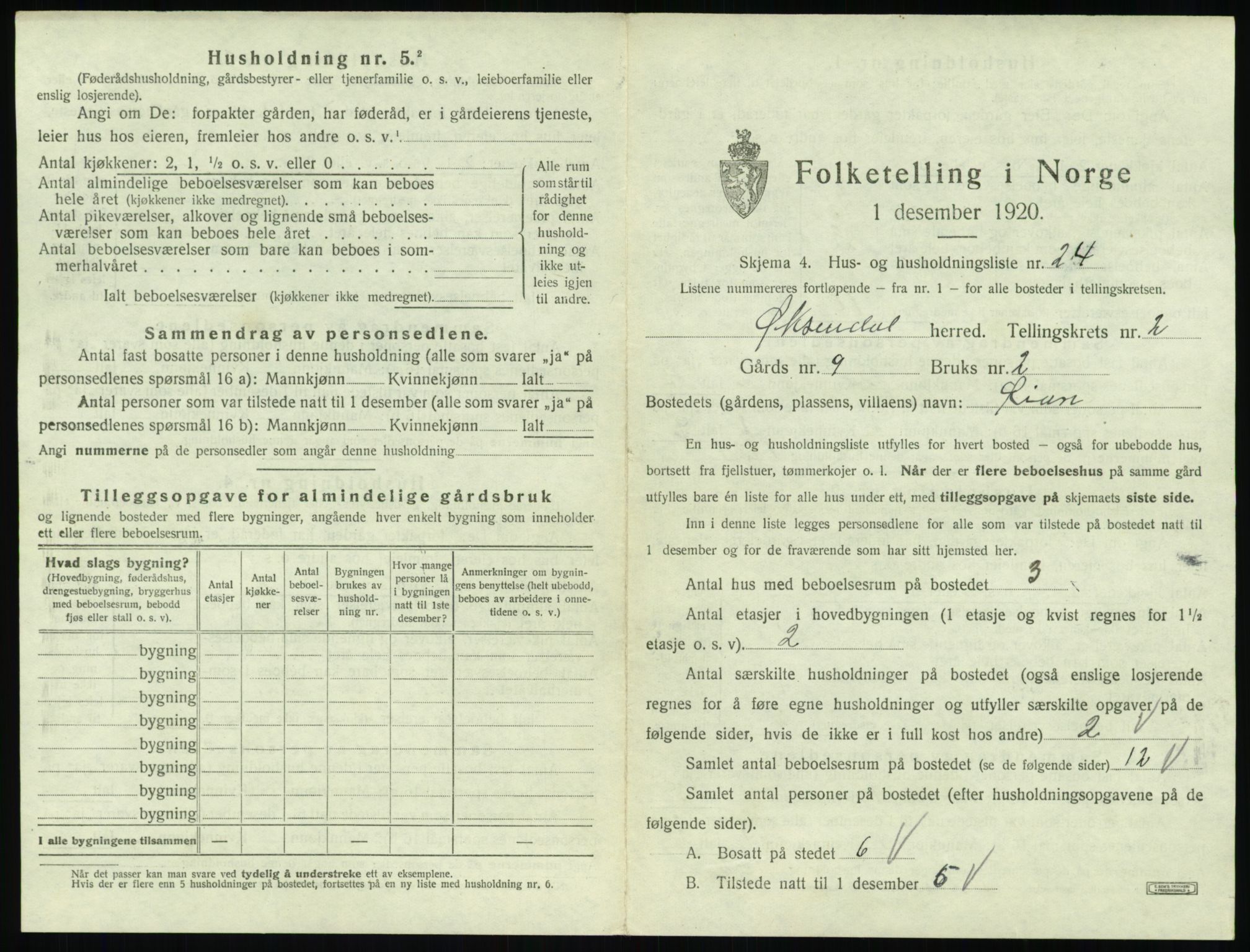 SAT, 1920 census for Øksendal, 1920, p. 169