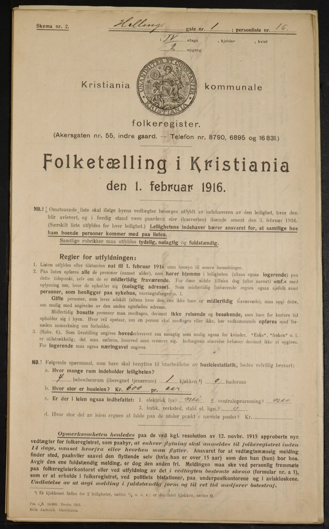 OBA, Municipal Census 1916 for Kristiania, 1916, p. 34583