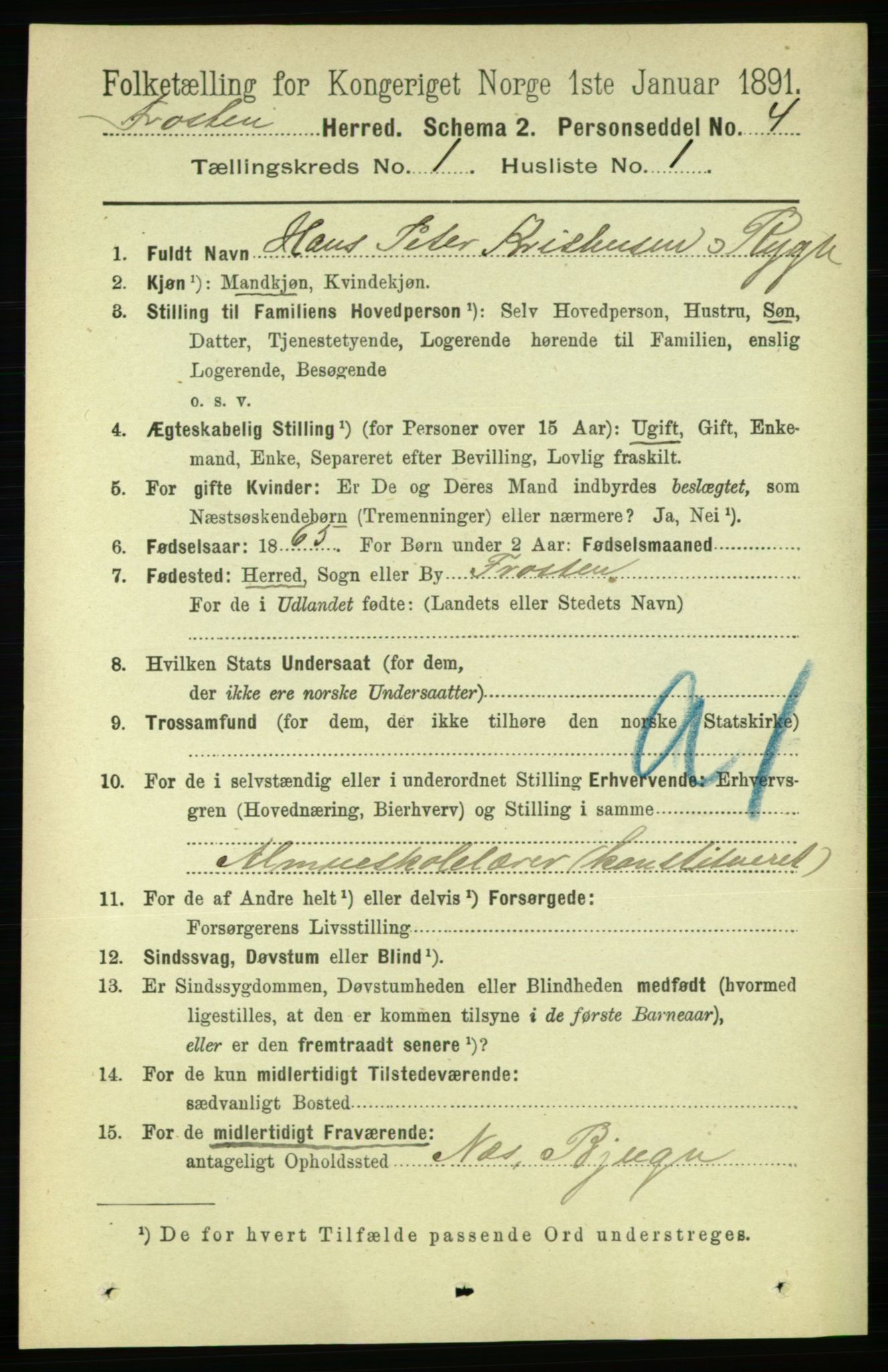 RA, 1891 census for 1717 Frosta, 1891, p. 147