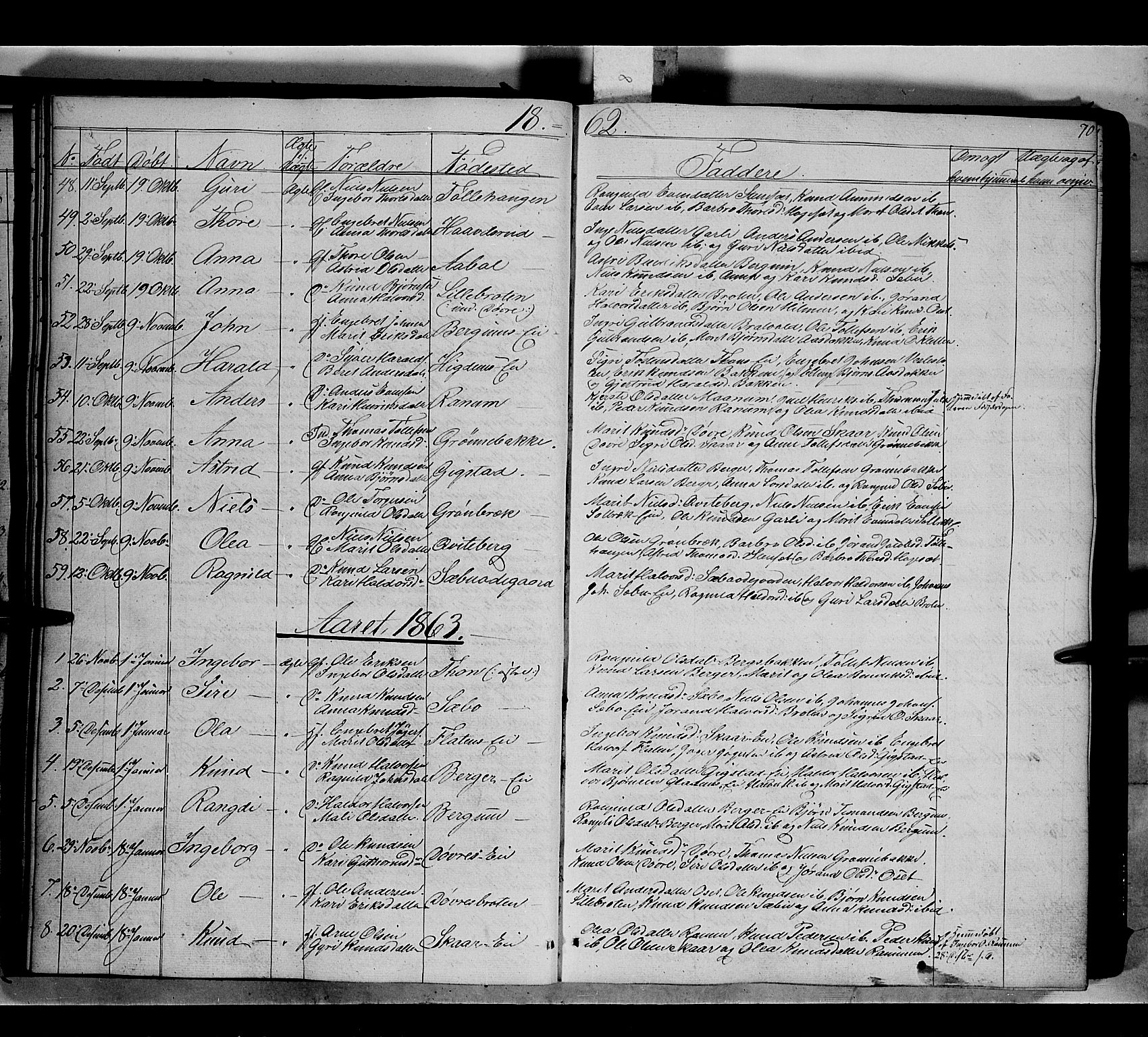 Nord-Aurdal prestekontor, SAH/PREST-132/H/Ha/Haa/L0007: Parish register (official) no. 7, 1842-1863, p. 70