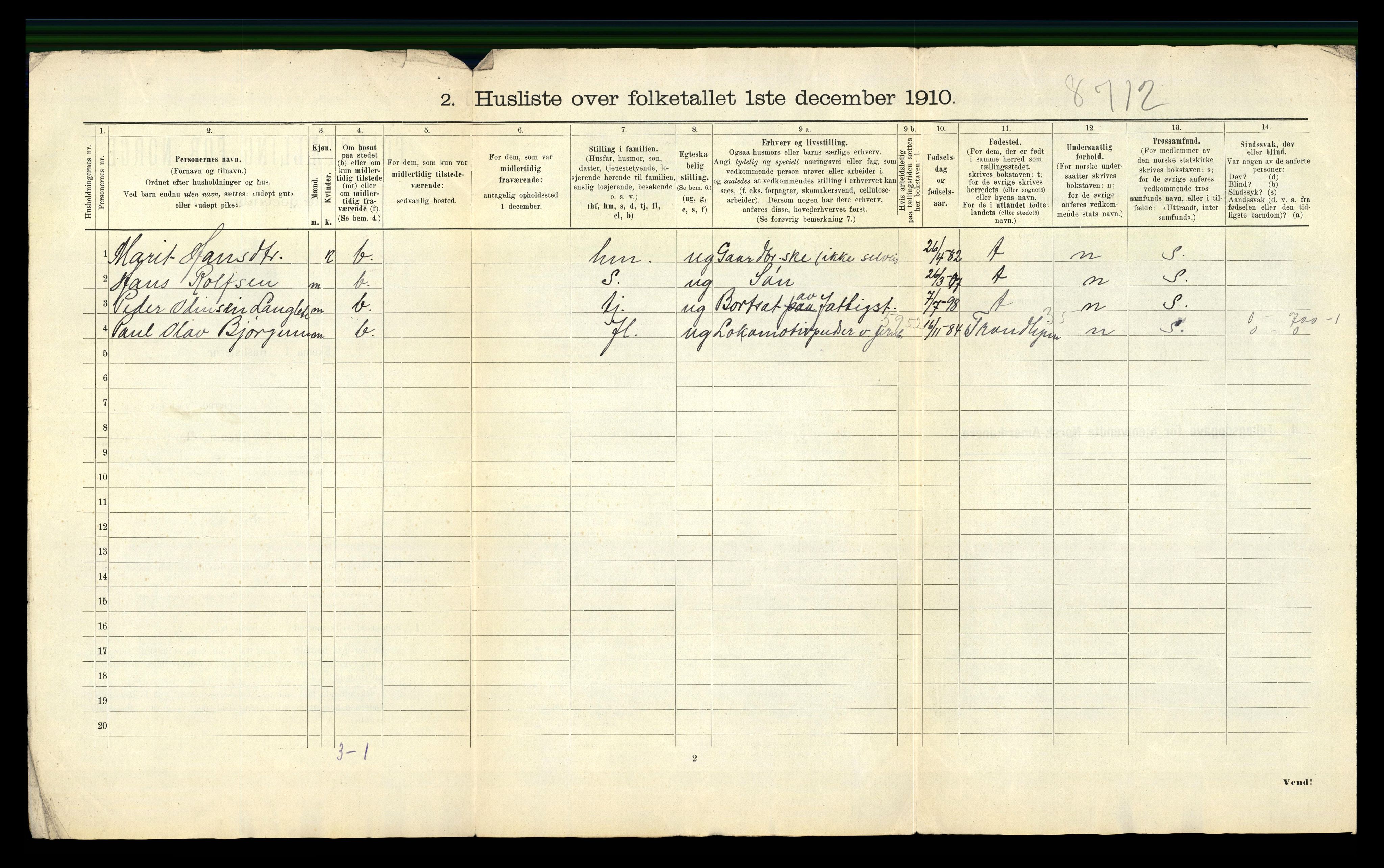 RA, 1910 census for Haltdalen, 1910, p. 23