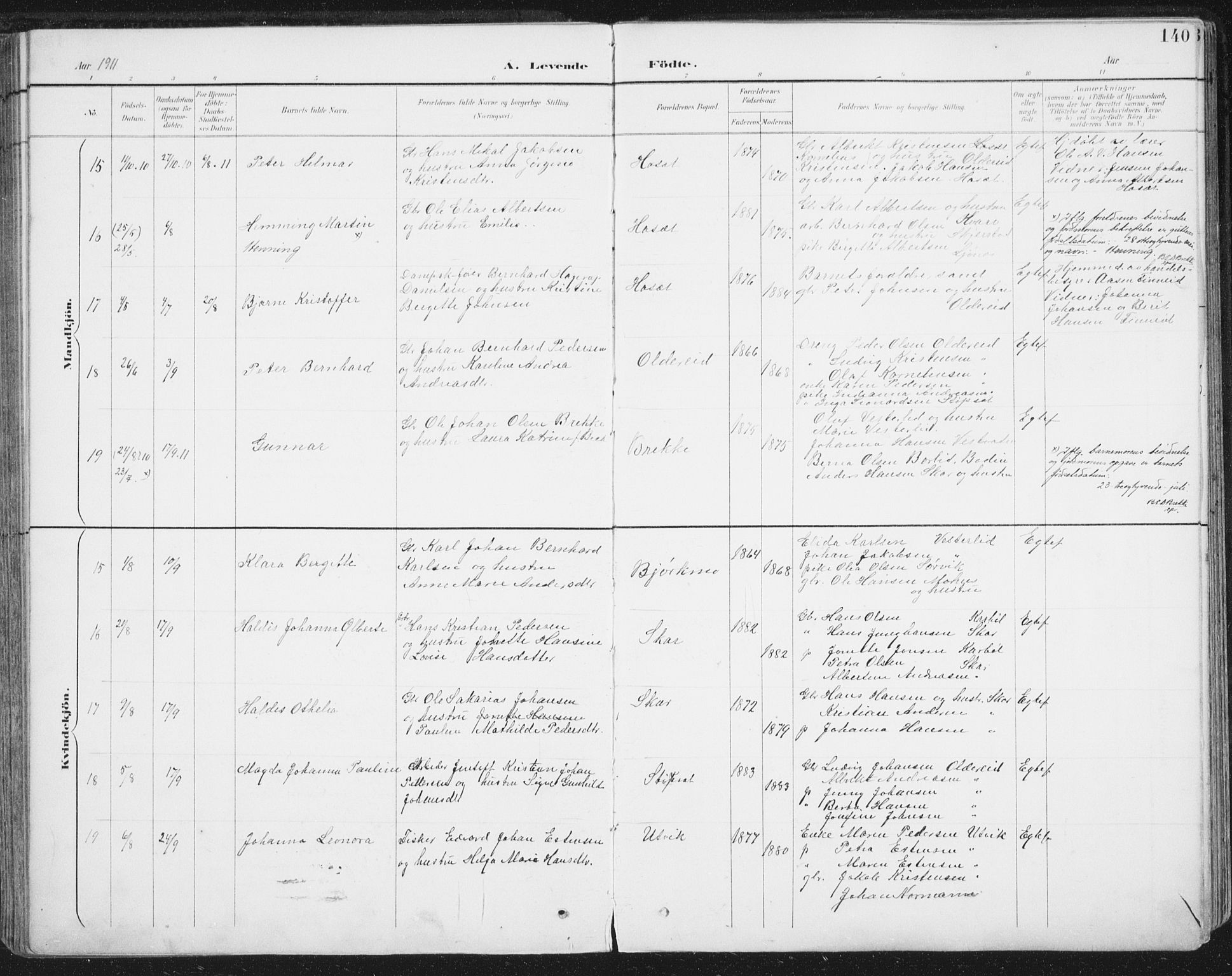 Ministerialprotokoller, klokkerbøker og fødselsregistre - Nordland, SAT/A-1459/852/L0741: Parish register (official) no. 852A11, 1894-1917, p. 140