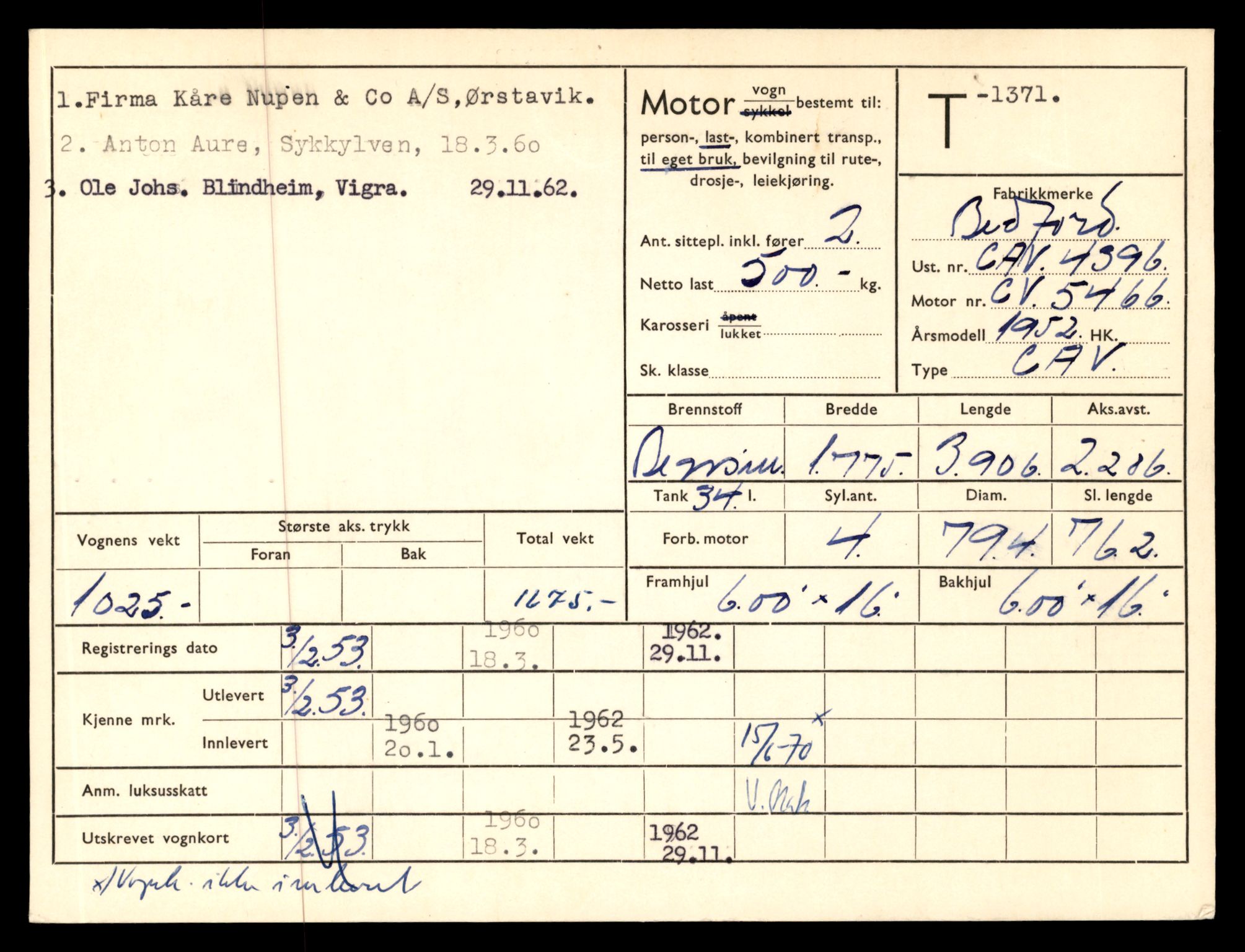 Møre og Romsdal vegkontor - Ålesund trafikkstasjon, AV/SAT-A-4099/F/Fe/L0012: Registreringskort for kjøretøy T 1290 - T 1450, 1927-1998, p. 1830