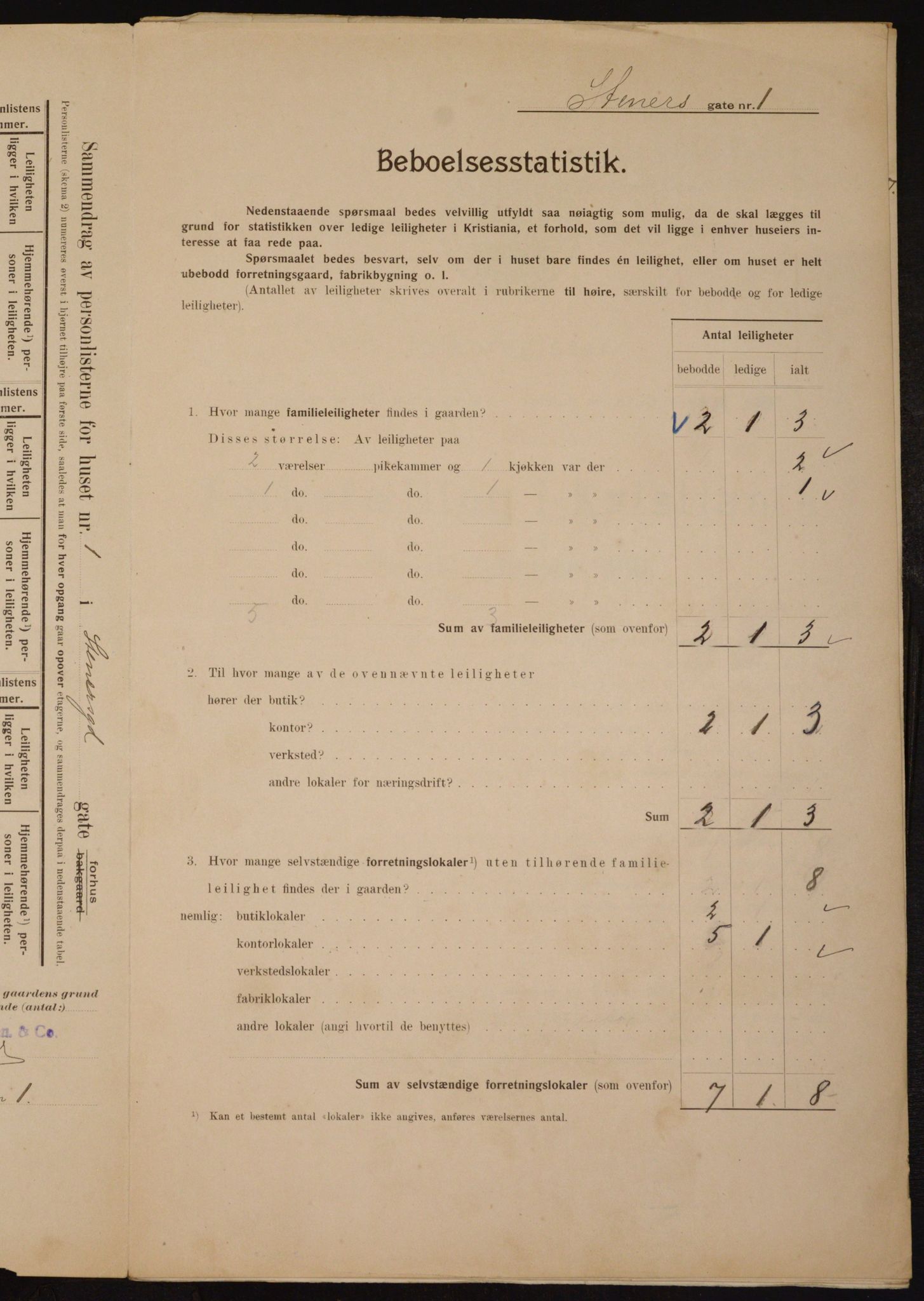 OBA, Municipal Census 1910 for Kristiania, 1910, p. 96343