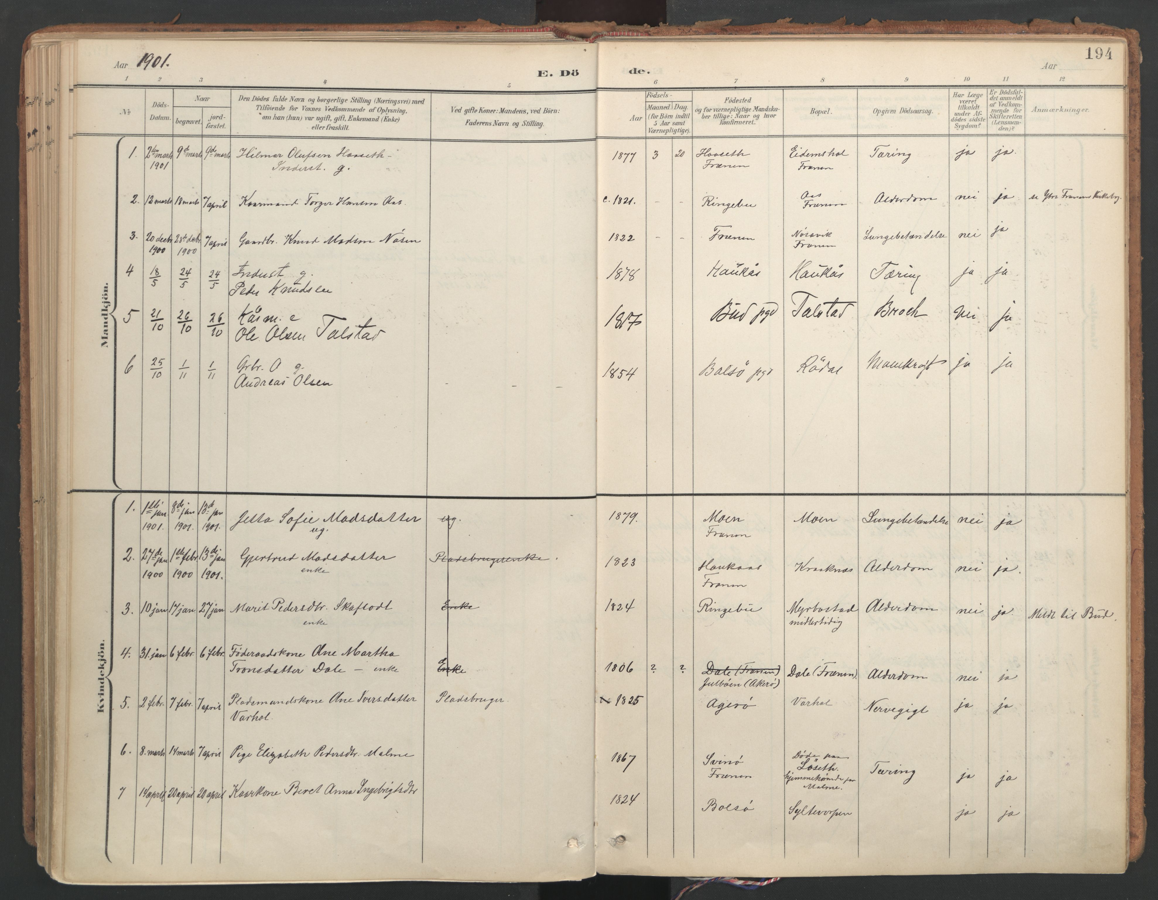 Ministerialprotokoller, klokkerbøker og fødselsregistre - Møre og Romsdal, AV/SAT-A-1454/564/L0741: Parish register (official) no. 564A02, 1900-1976, p. 194