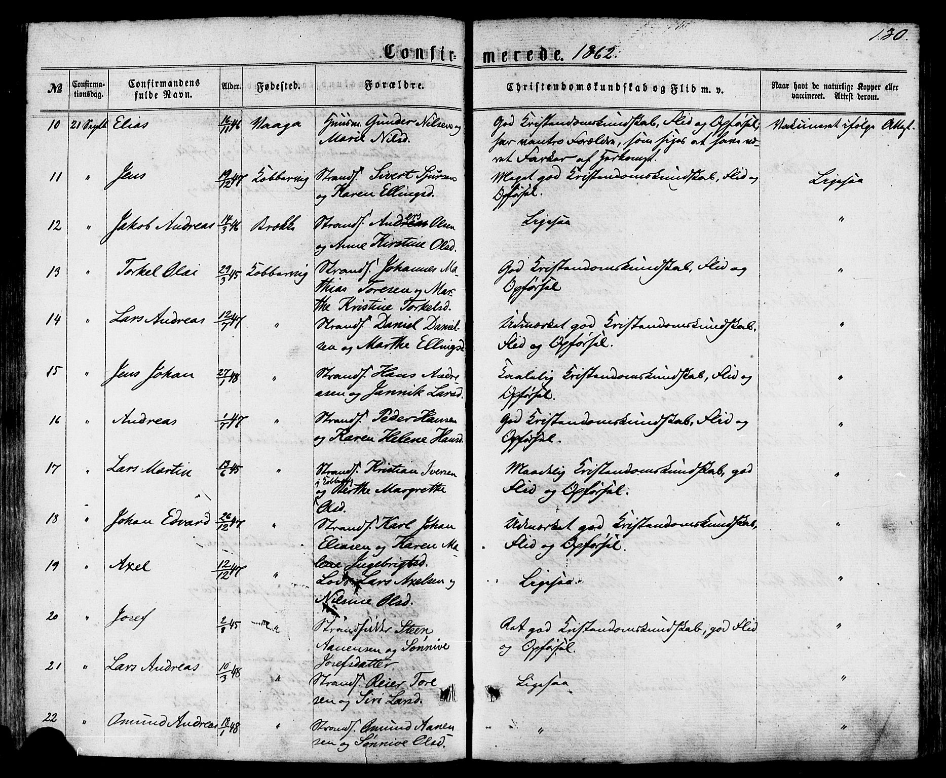 Avaldsnes sokneprestkontor, AV/SAST-A -101851/H/Ha/Haa/L0011: Parish register (official) no. A 11, 1861-1880, p. 130