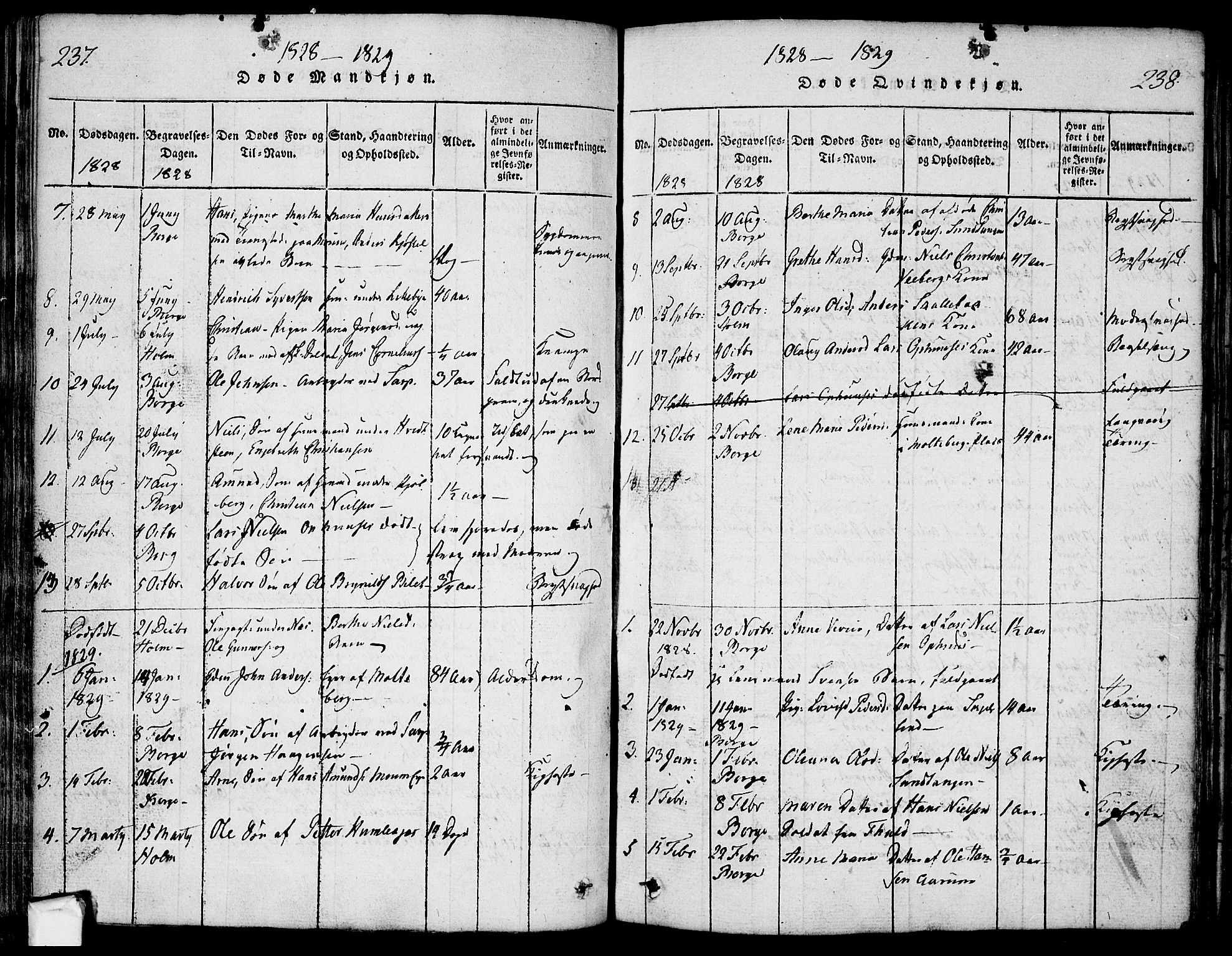 Borge prestekontor Kirkebøker, AV/SAO-A-10903/F/Fa/L0003: Parish register (official) no. I 3, 1815-1836, p. 237-238