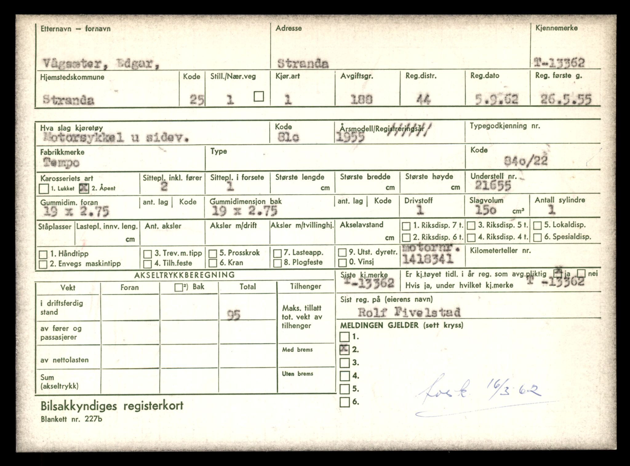 Møre og Romsdal vegkontor - Ålesund trafikkstasjon, AV/SAT-A-4099/F/Fe/L0039: Registreringskort for kjøretøy T 13361 - T 13530, 1927-1998, p. 35