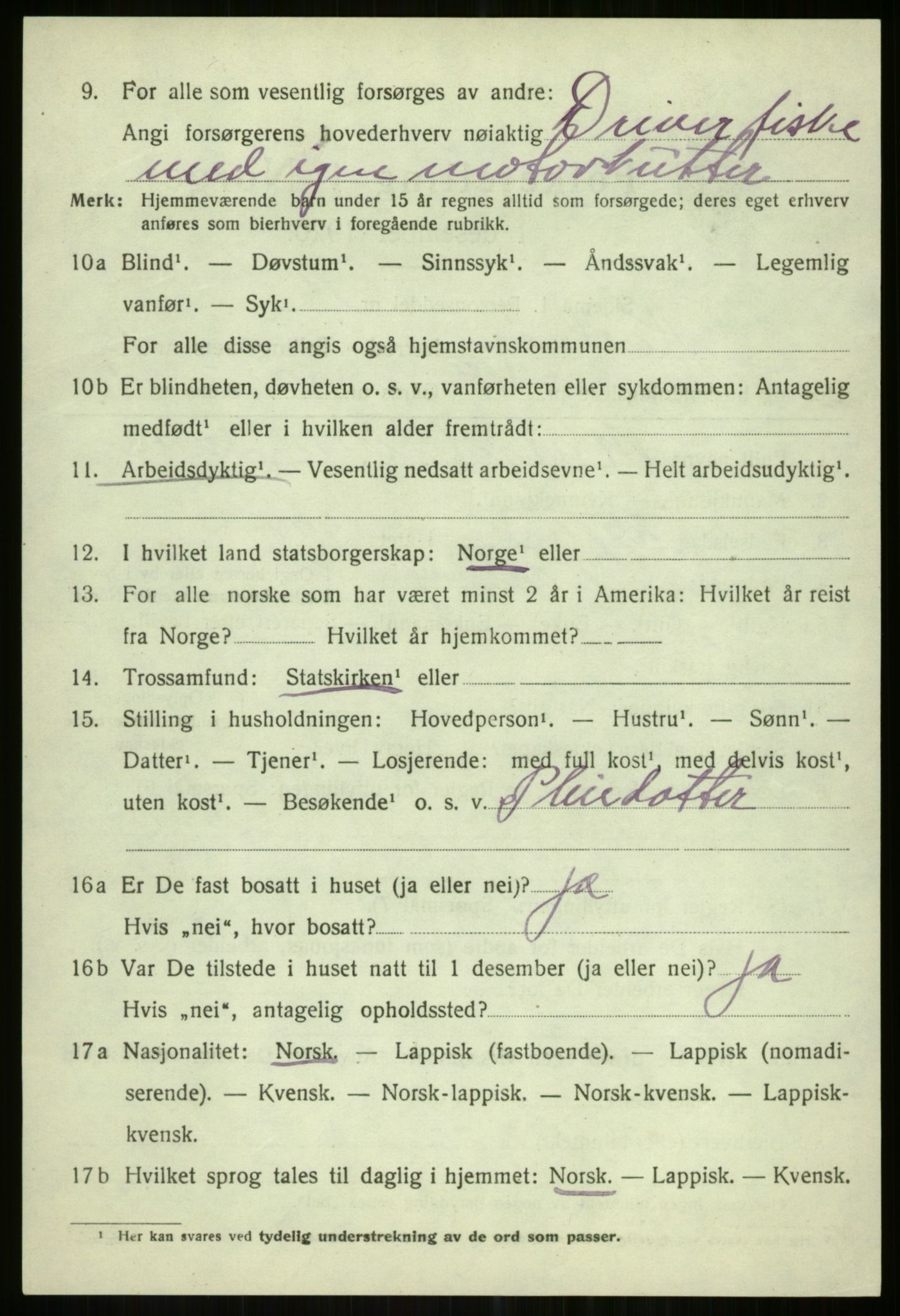 SATØ, 1920 census for Karlsøy, 1920, p. 4849