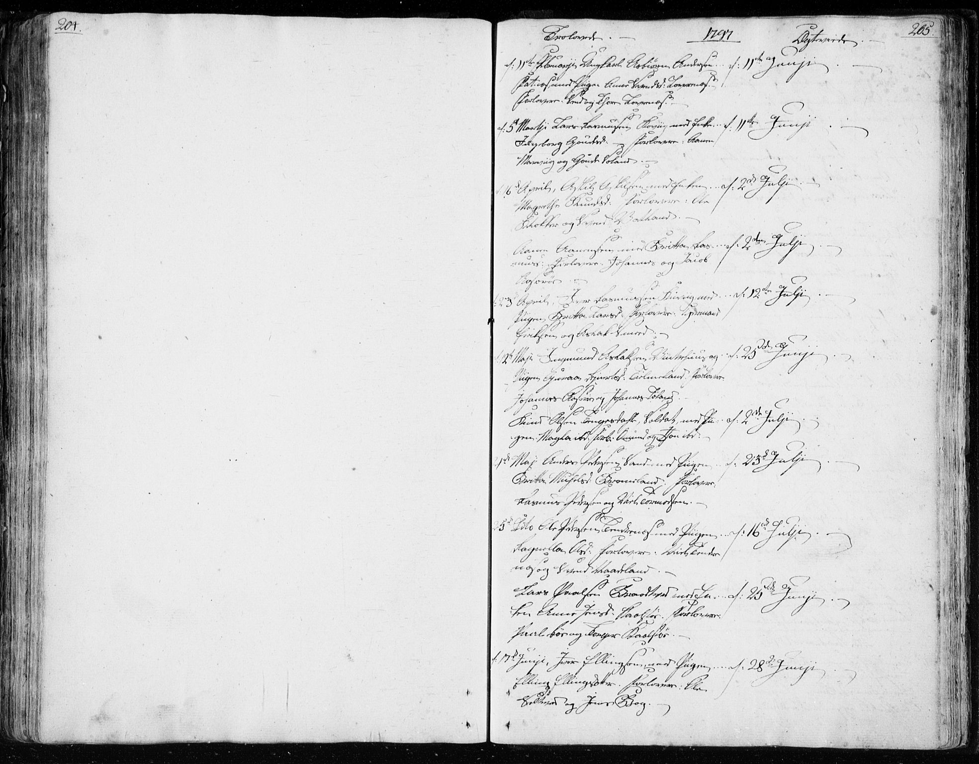 Jelsa sokneprestkontor, SAST/A-101842/01/IV: Parish register (official) no. A 4, 1796-1816, p. 204-205