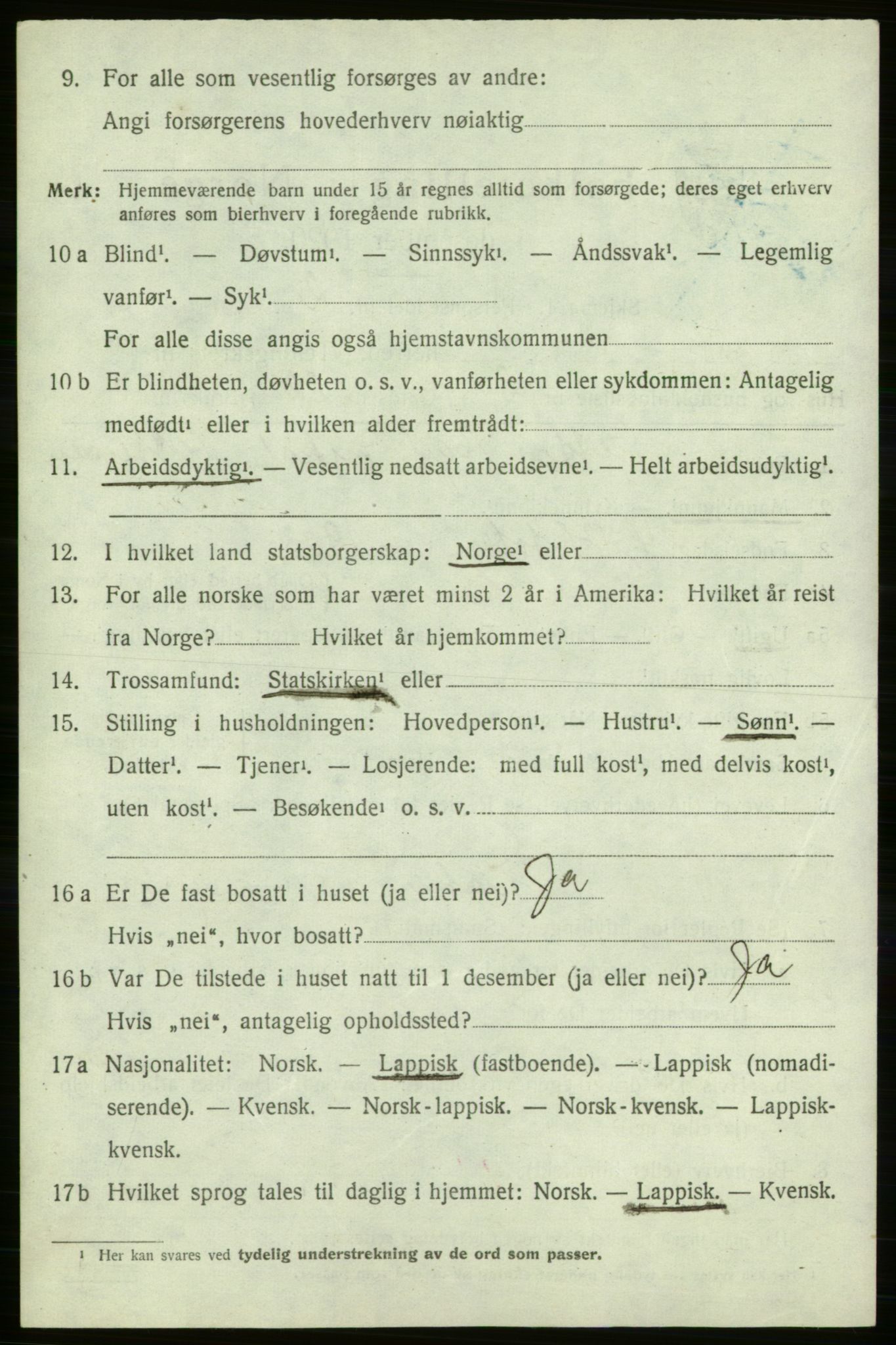 SATØ, 1920 census for Gamvik, 1920, p. 3563