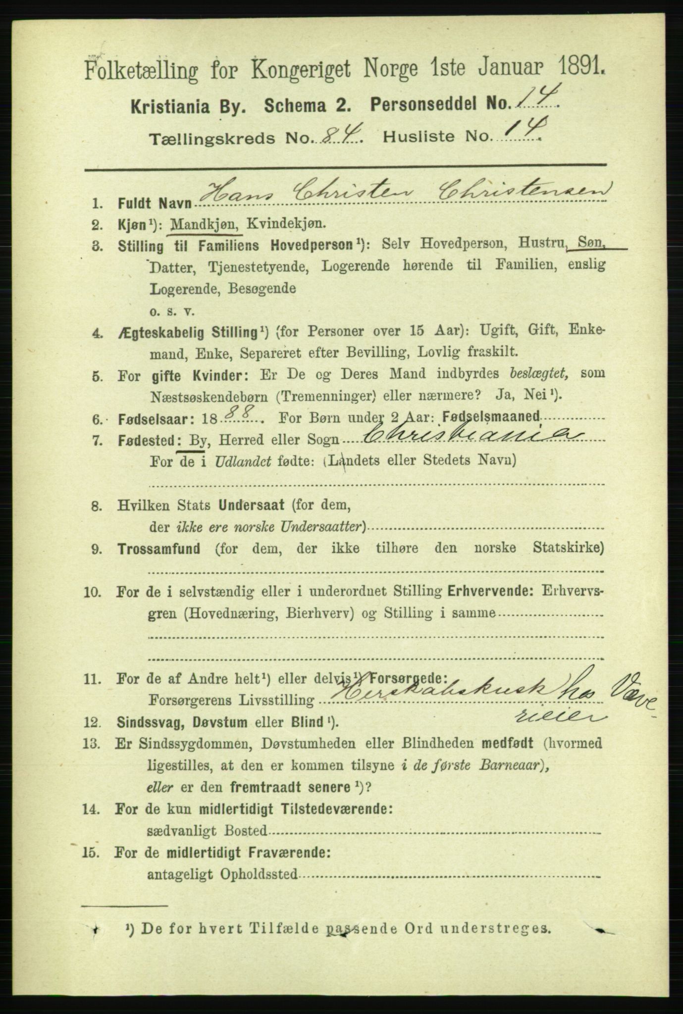 RA, 1891 census for 0301 Kristiania, 1891, p. 42798