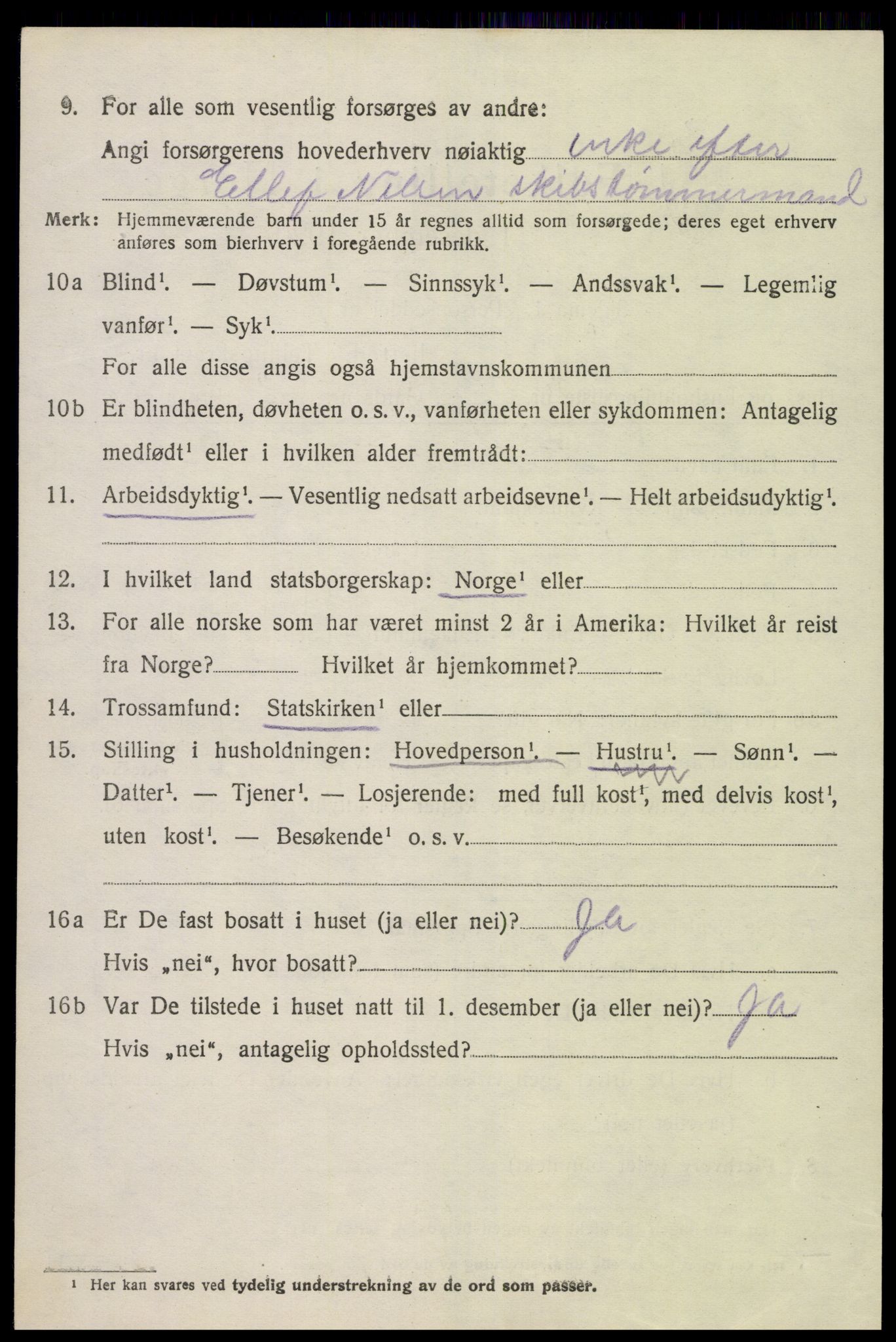 SAK, 1920 census for Fjære, 1920, p. 3262