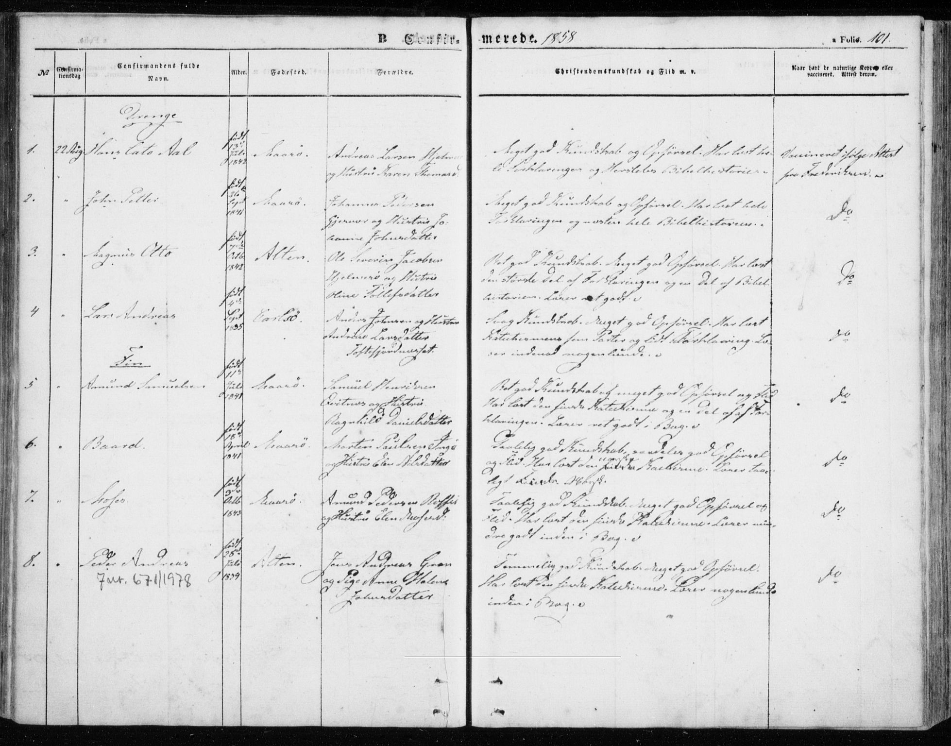 Måsøy sokneprestkontor, AV/SATØ-S-1348/H/Ha/L0002kirke: Parish register (official) no. 2, 1852-1865, p. 101