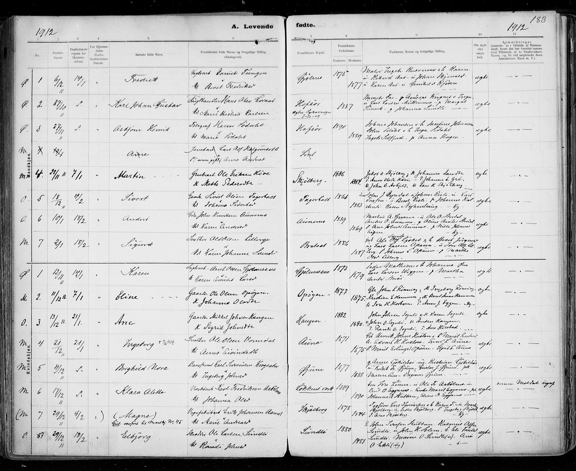 Ministerialprotokoller, klokkerbøker og fødselsregistre - Sør-Trøndelag, SAT/A-1456/668/L0811: Parish register (official) no. 668A11, 1894-1913, p. 183