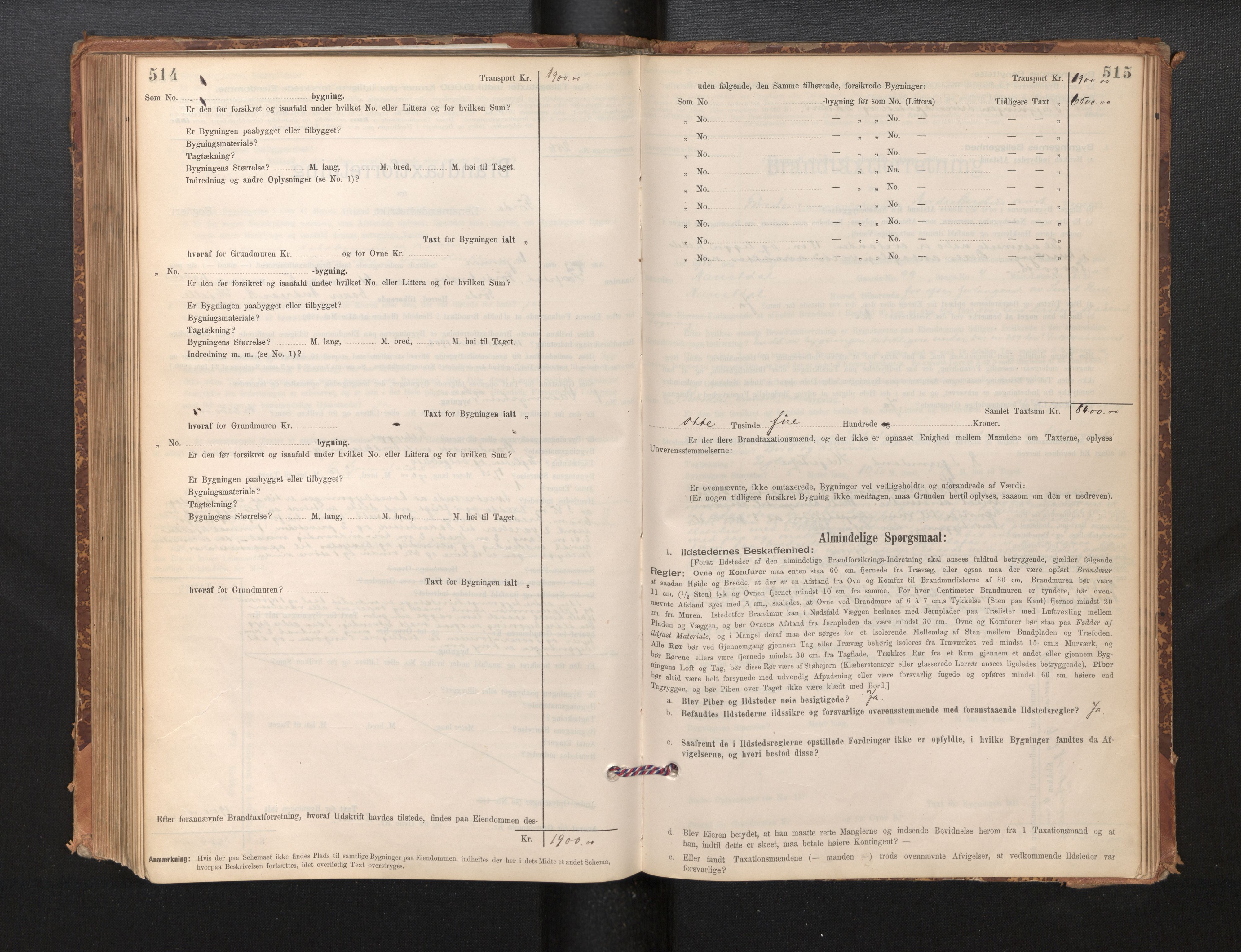 Lensmannen i Førde, AV/SAB-A-27401/0012/L0008: Branntakstprotokoll, skjematakst, 1895-1922, p. 514-515