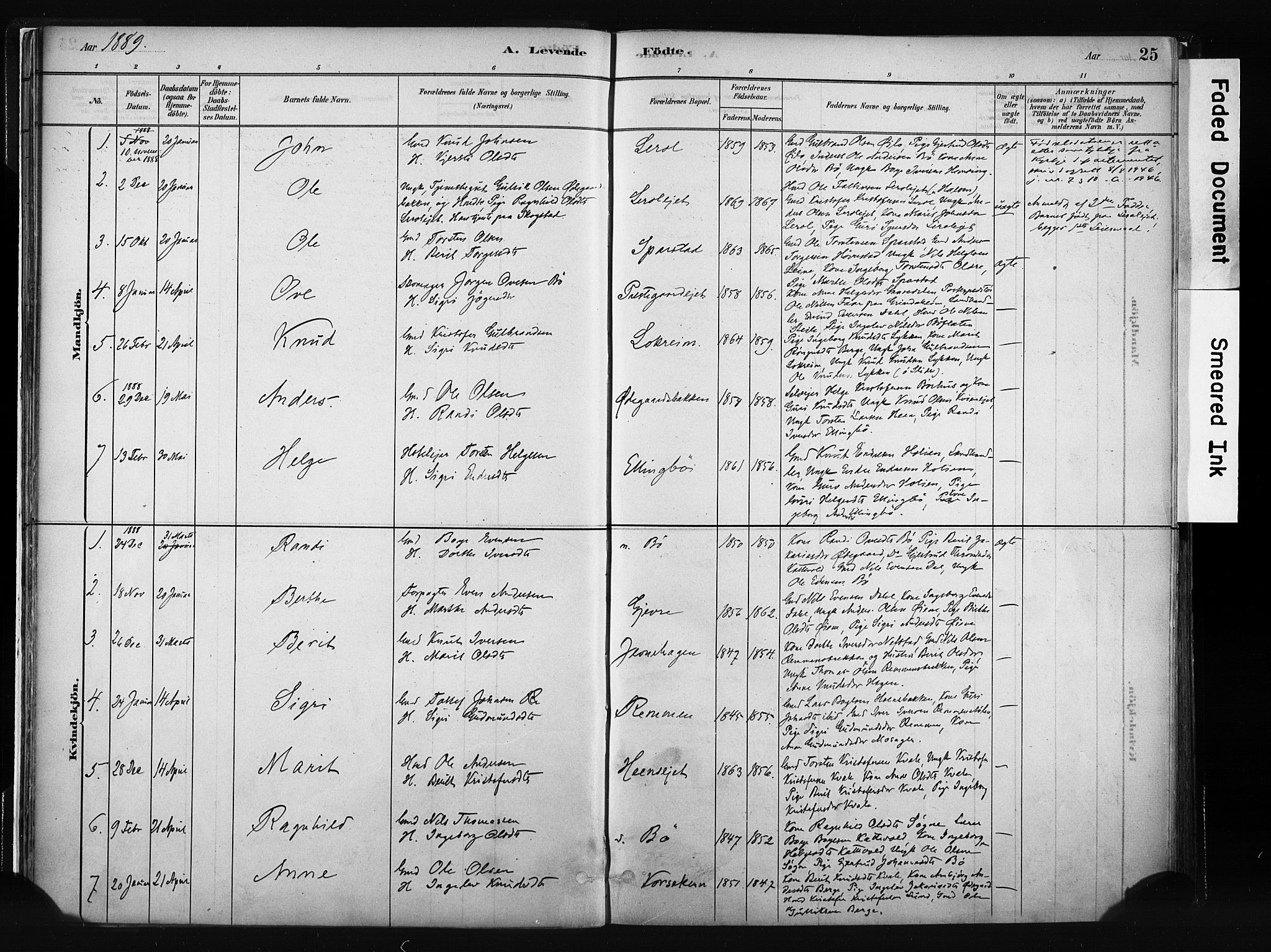 Vang prestekontor, Valdres, SAH/PREST-140/H/Ha/L0008: Parish register (official) no. 8, 1882-1910, p. 25