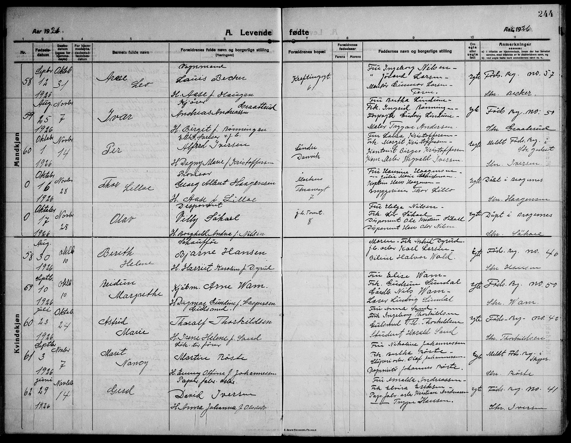 Strømsø kirkebøker, AV/SAKO-A-246/F/Fa/L0029: Parish register (official) no. I 27, 1915-1930, p. 244