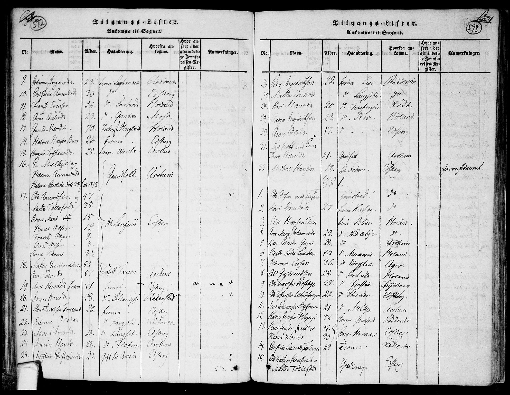 Trøgstad prestekontor Kirkebøker, SAO/A-10925/F/Fa/L0006: Parish register (official) no. I 6, 1815-1844, p. 592-593