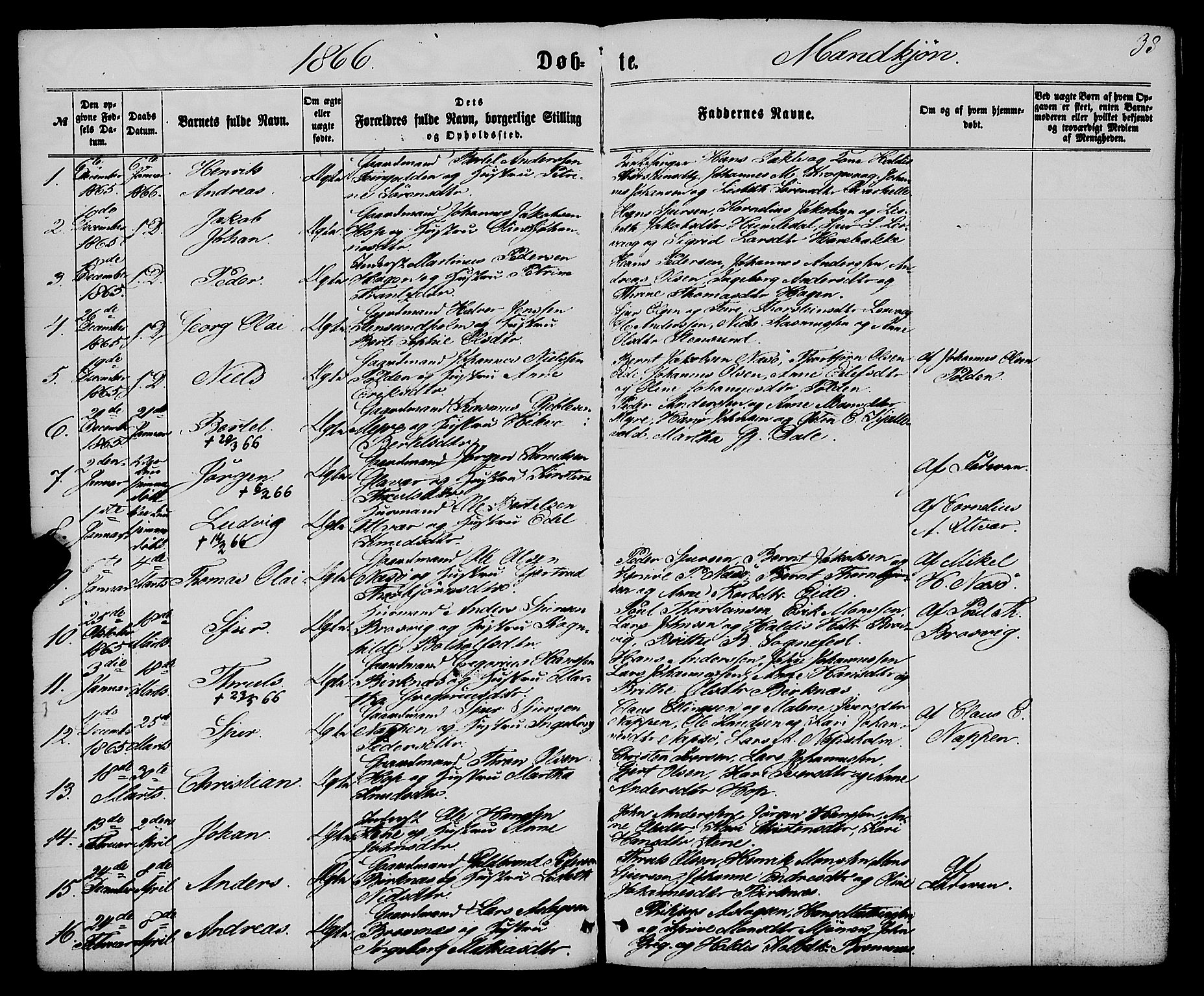 Gulen sokneprestembete, AV/SAB-A-80201/H/Haa/Haaa/L0022: Parish register (official) no. A 22, 1859-1869, p. 38