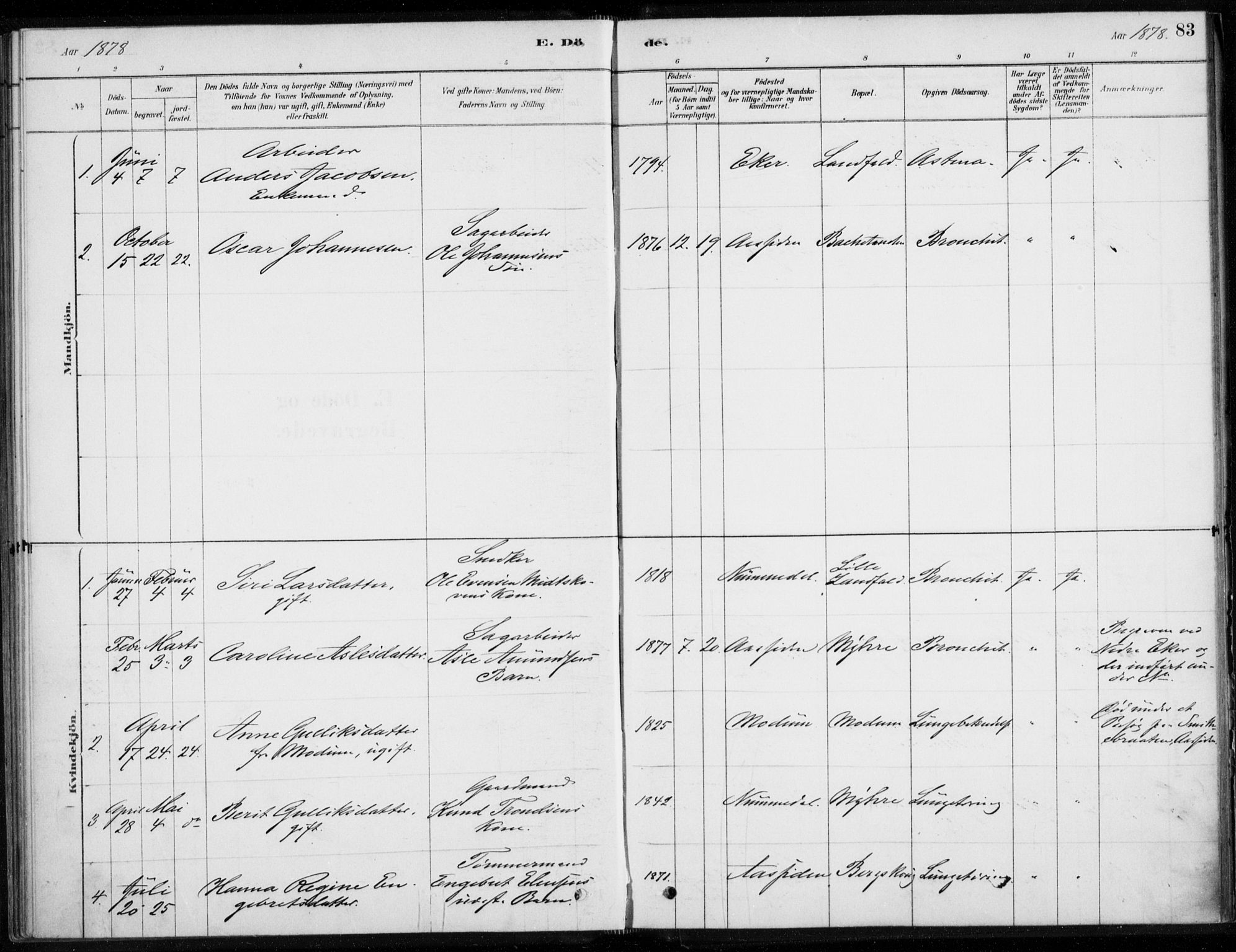 Åssiden kirkebøker, AV/SAKO-A-251/F/Fa/L0001: Parish register (official) no. 1, 1878-1904, p. 83