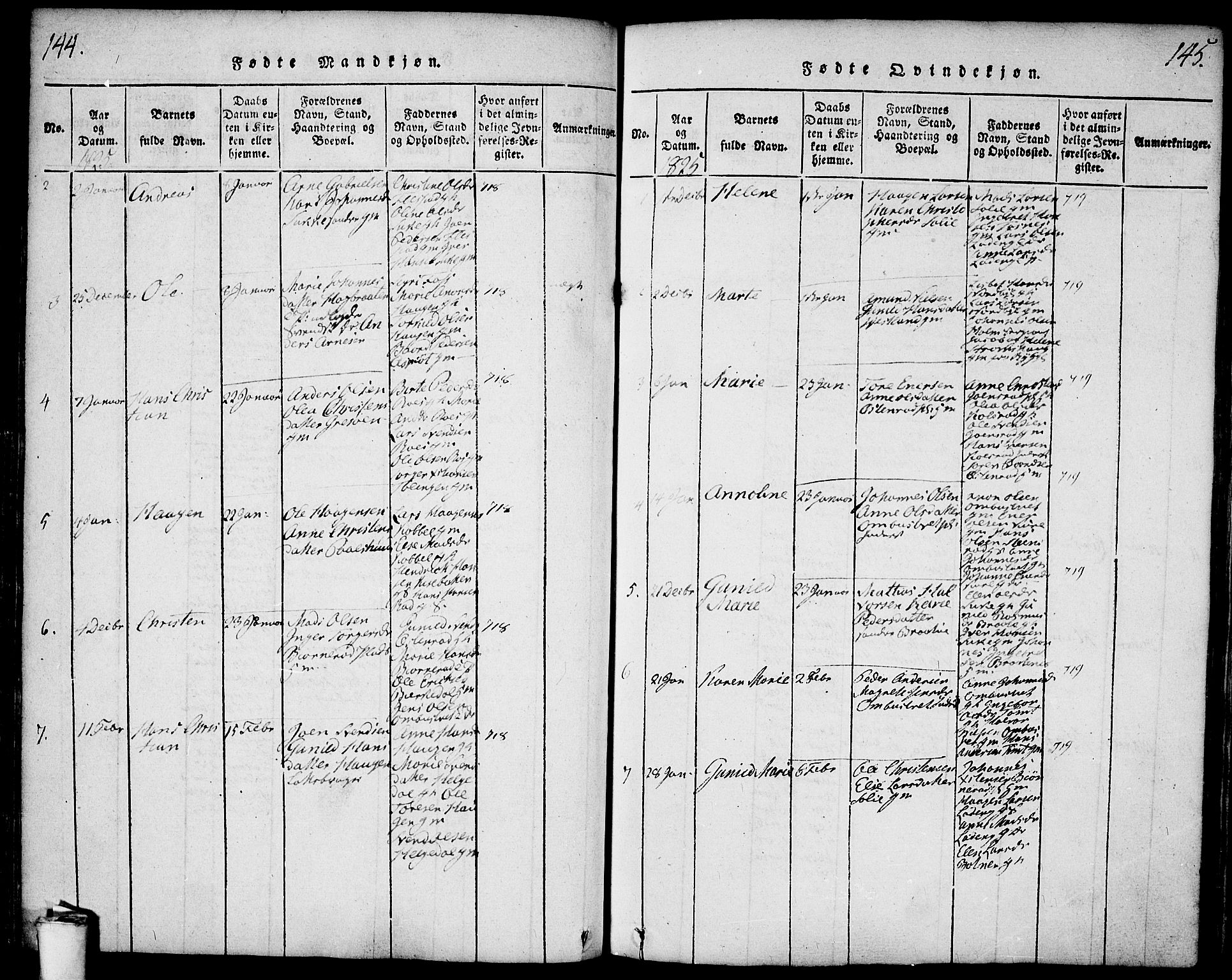 Våler prestekontor Kirkebøker, AV/SAO-A-11083/F/Fa/L0005: Parish register (official) no. I 5, 1815-1839, p. 144-145