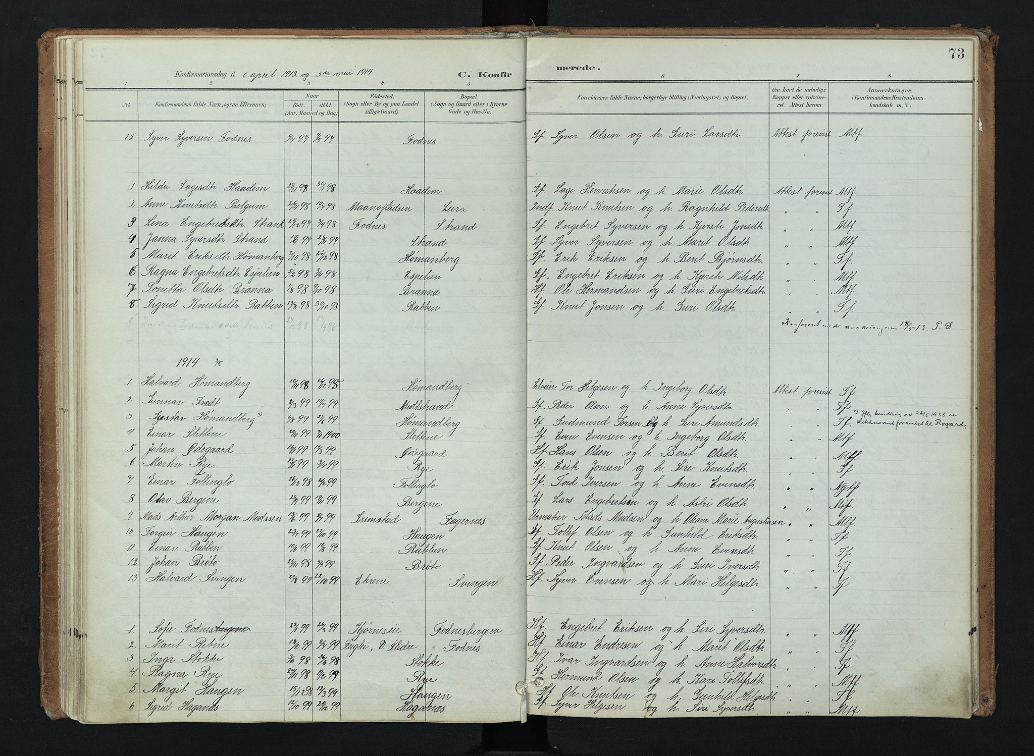 Nord-Aurdal prestekontor, SAH/PREST-132/H/Ha/Haa/L0016: Parish register (official) no. 16, 1897-1925, p. 73