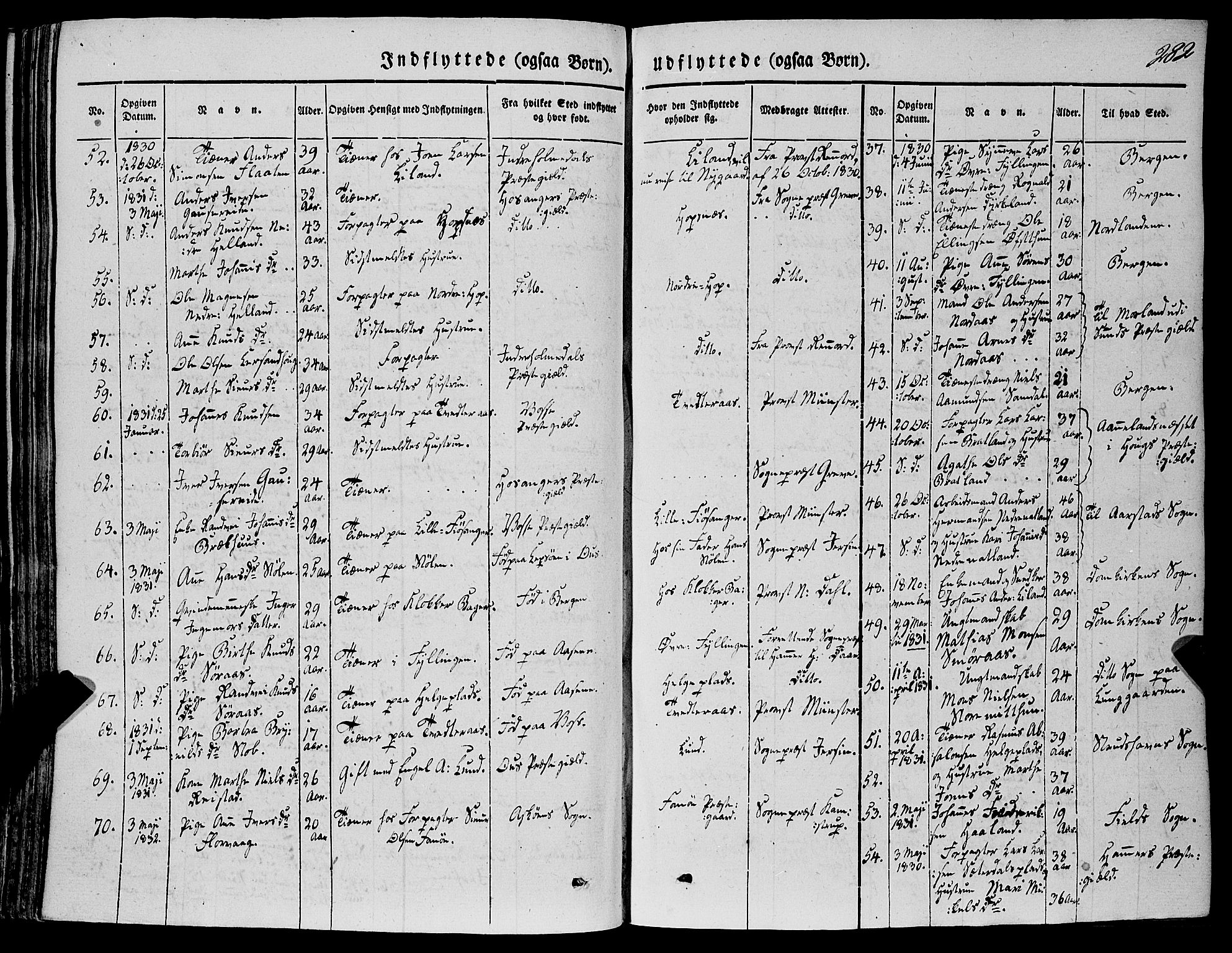 Fana Sokneprestembete, SAB/A-75101/H/Haa/Haaa/L0008: Parish register (official) no. A 8, 1829-1851, p. 282