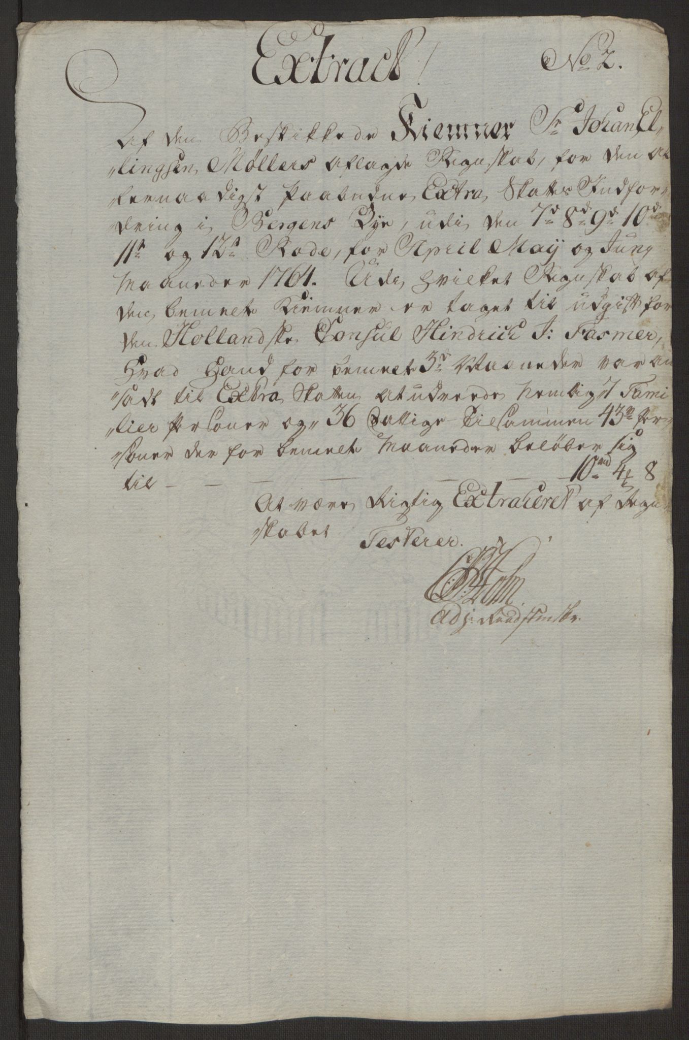 Rentekammeret inntil 1814, Reviderte regnskaper, Byregnskaper, AV/RA-EA-4066/R/Rp/L0367/0001: [P21] Kontribusjonsregnskap / Ekstraskatt, 1764, p. 288