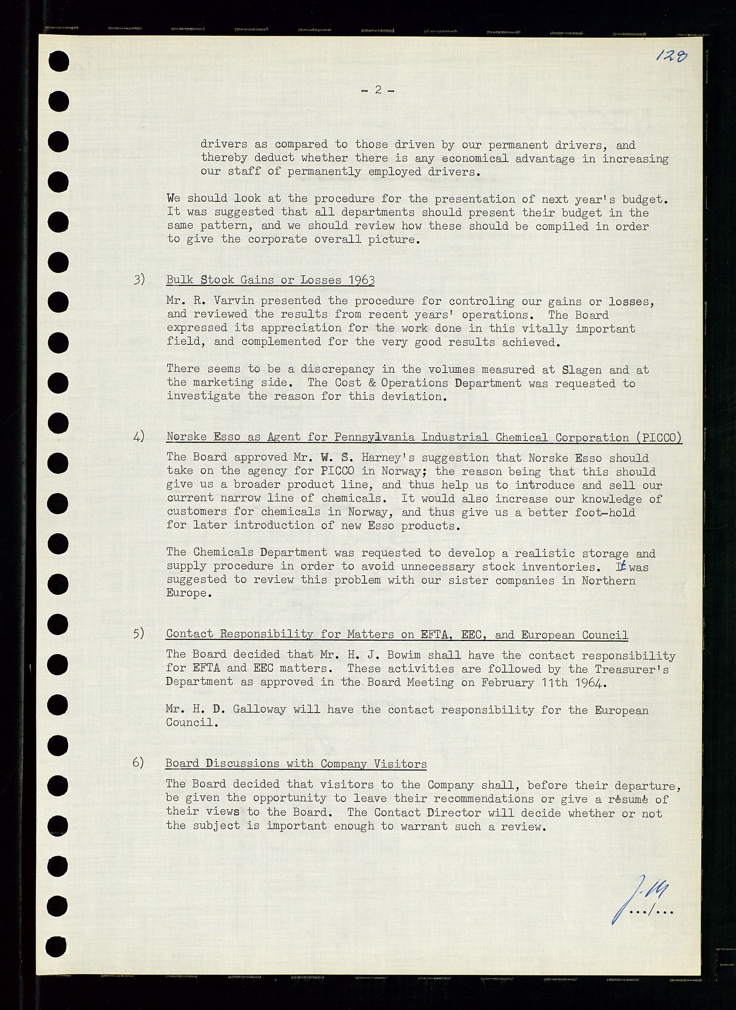 Pa 0982 - Esso Norge A/S, AV/SAST-A-100448/A/Aa/L0001/0004: Den administrerende direksjon Board minutes (styrereferater) / Den administrerende direksjon Board minutes (styrereferater), 1963-1964, p. 134