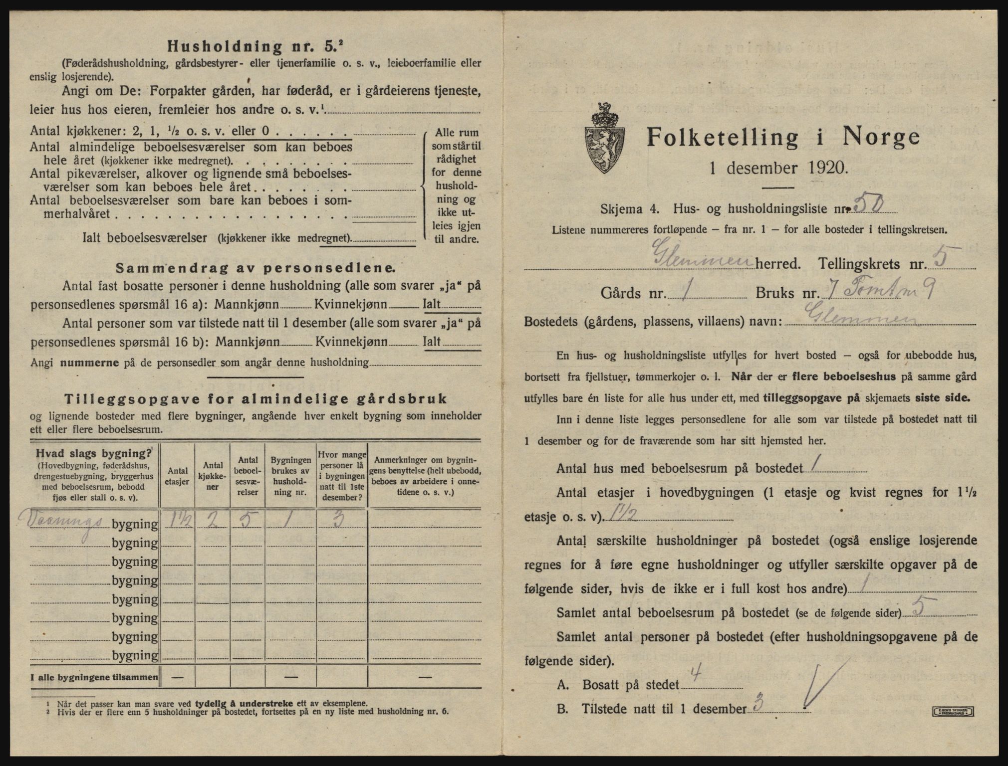 SAO, 1920 census for Glemmen, 1920, p. 1755