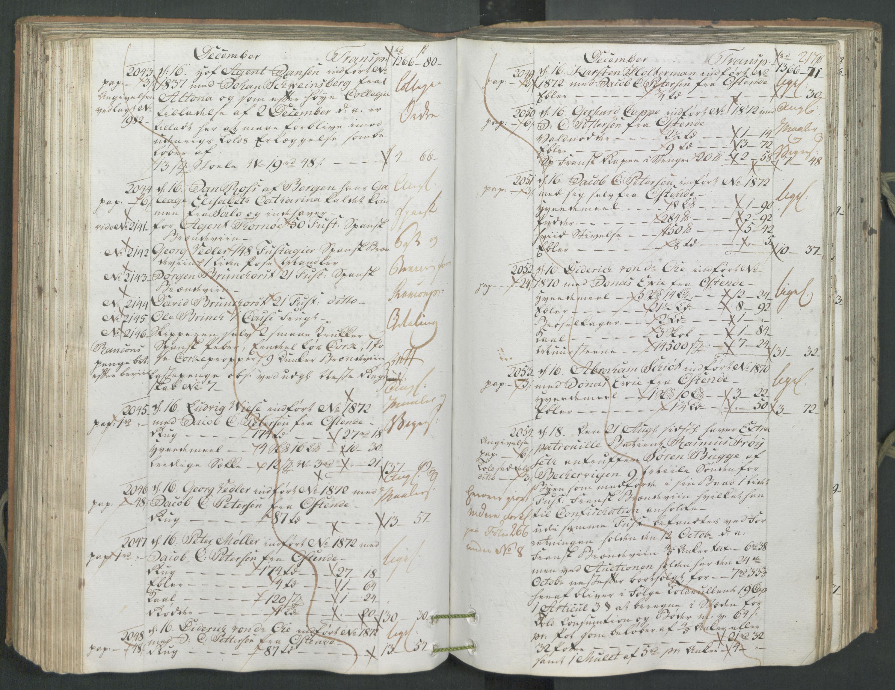 Generaltollkammeret, tollregnskaper, AV/RA-EA-5490/R26/L0222/0001: Tollregnskaper Bergen A / Inngående hovedtollbok, 1786, p. 216b-217a