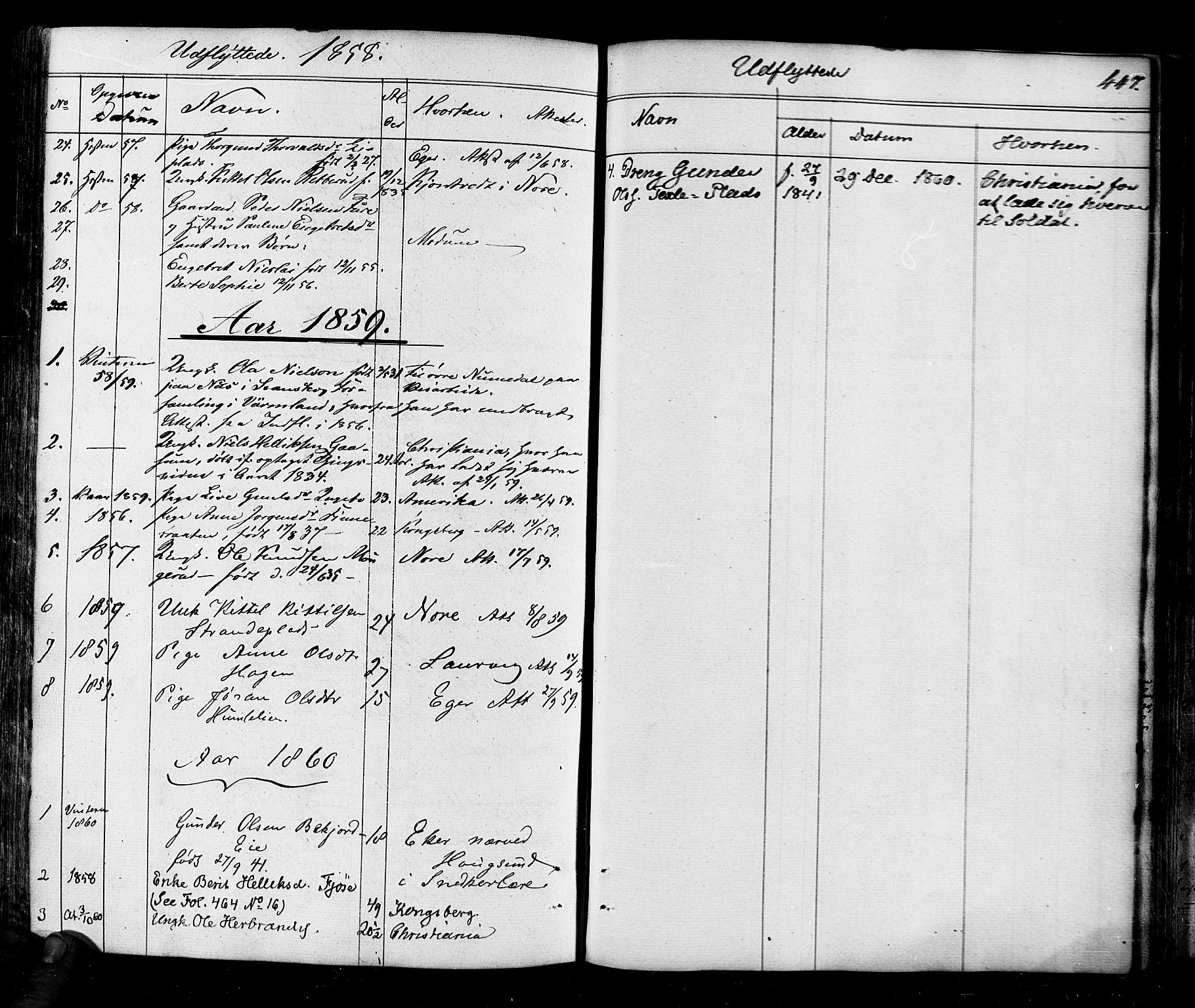 Flesberg kirkebøker, AV/SAKO-A-18/F/Fa/L0006: Parish register (official) no. I 6, 1834-1860, p. 447