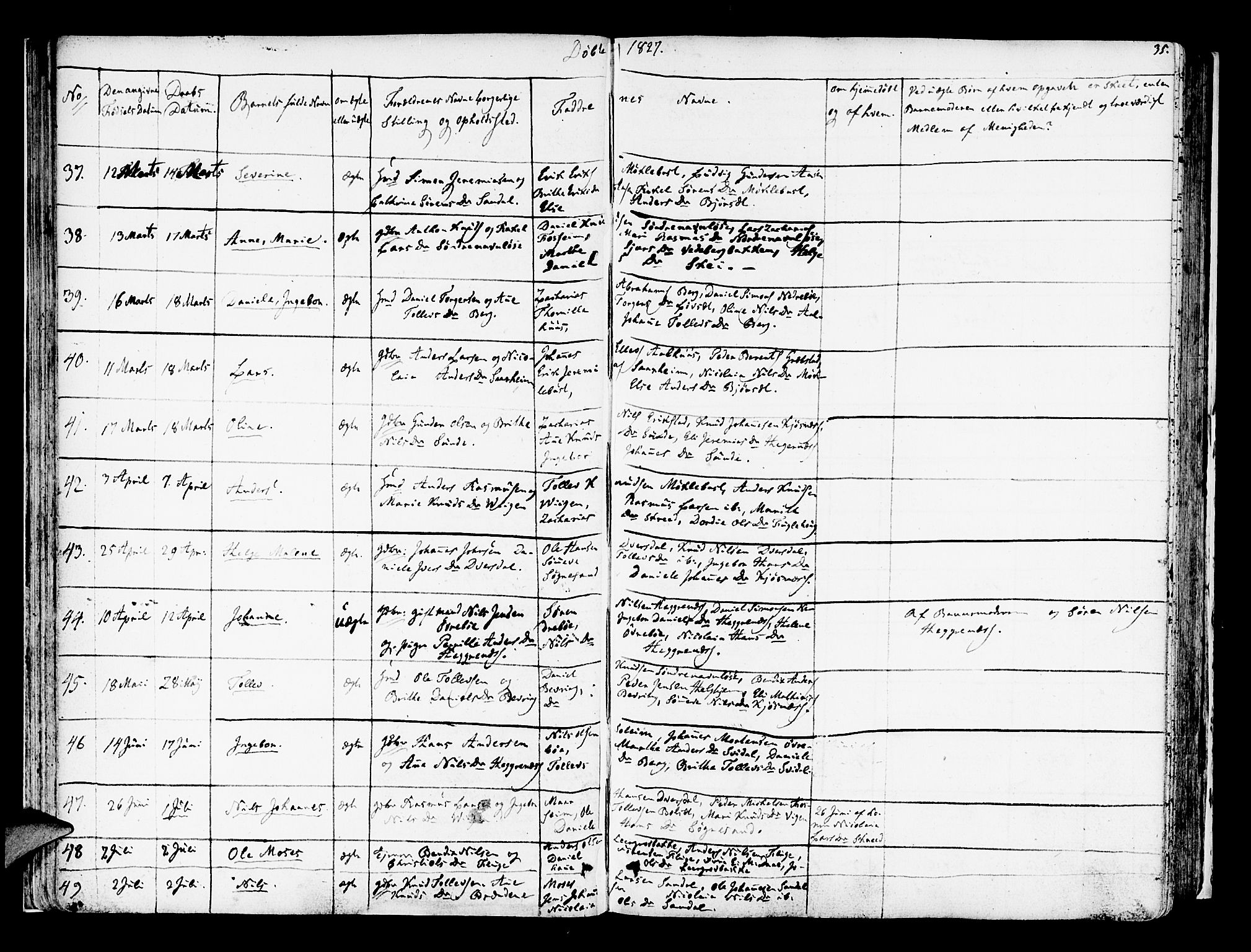 Jølster sokneprestembete, AV/SAB-A-80701/H/Haa/Haaa/L0008: Parish register (official) no. A 8, 1821-1833, p. 35