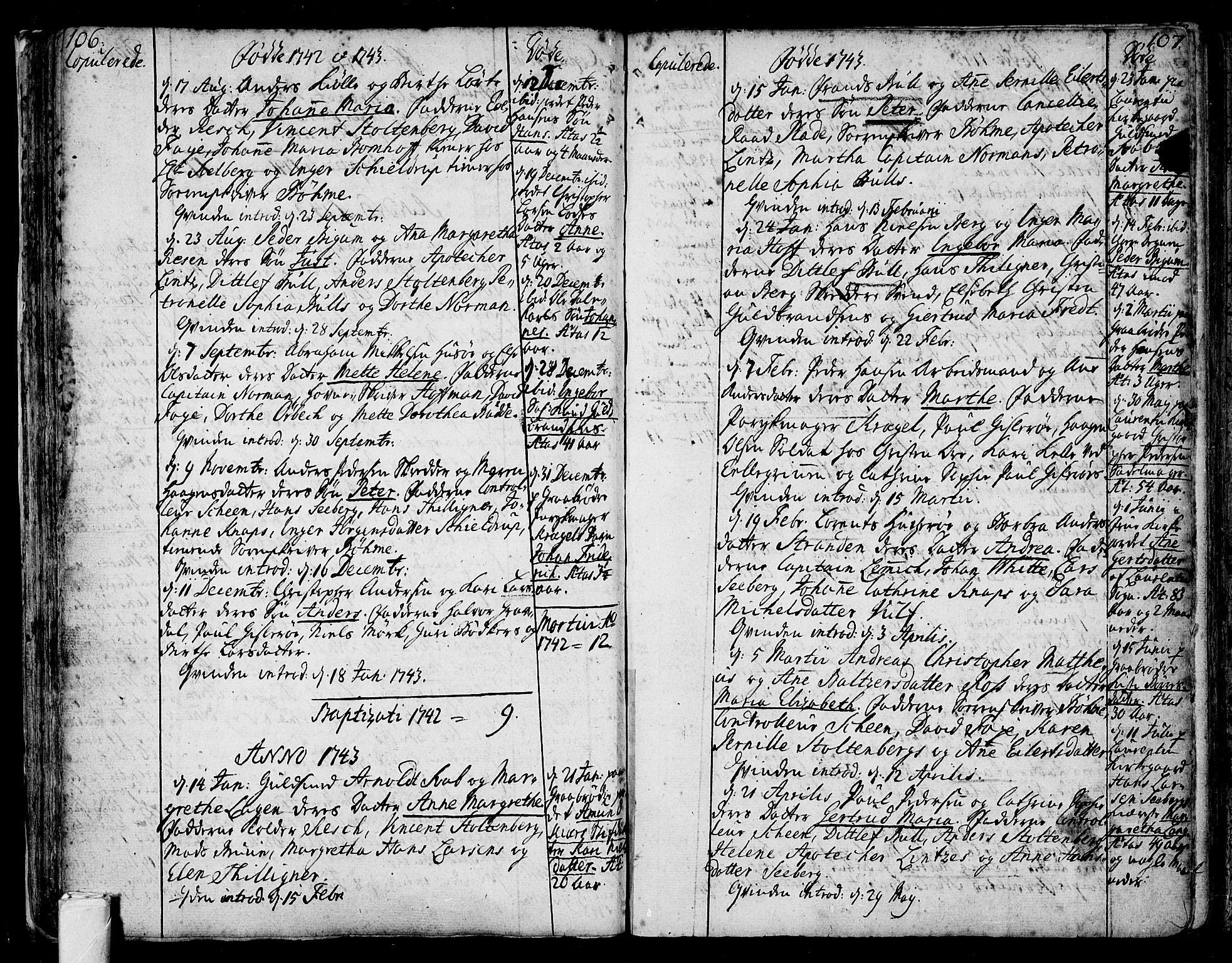 Tønsberg kirkebøker, AV/SAKO-A-330/F/Fb/L0001: Parish register (official) no. II 1, 1690-1796, p. 106-107