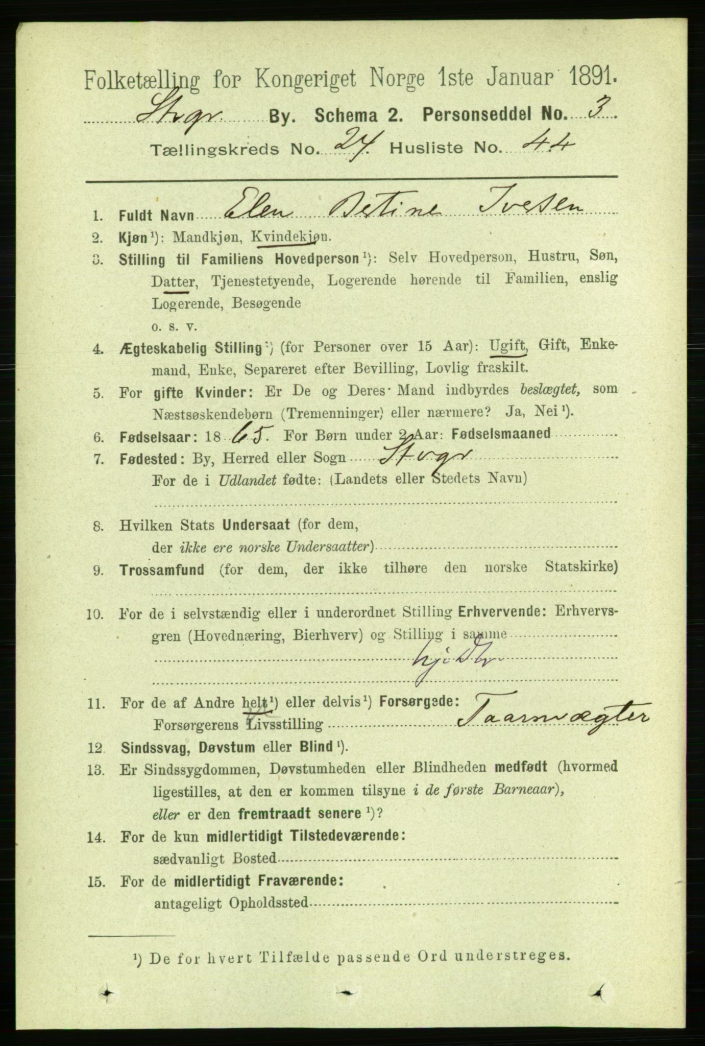 RA, 1891 census for 1103 Stavanger, 1891, p. 26786