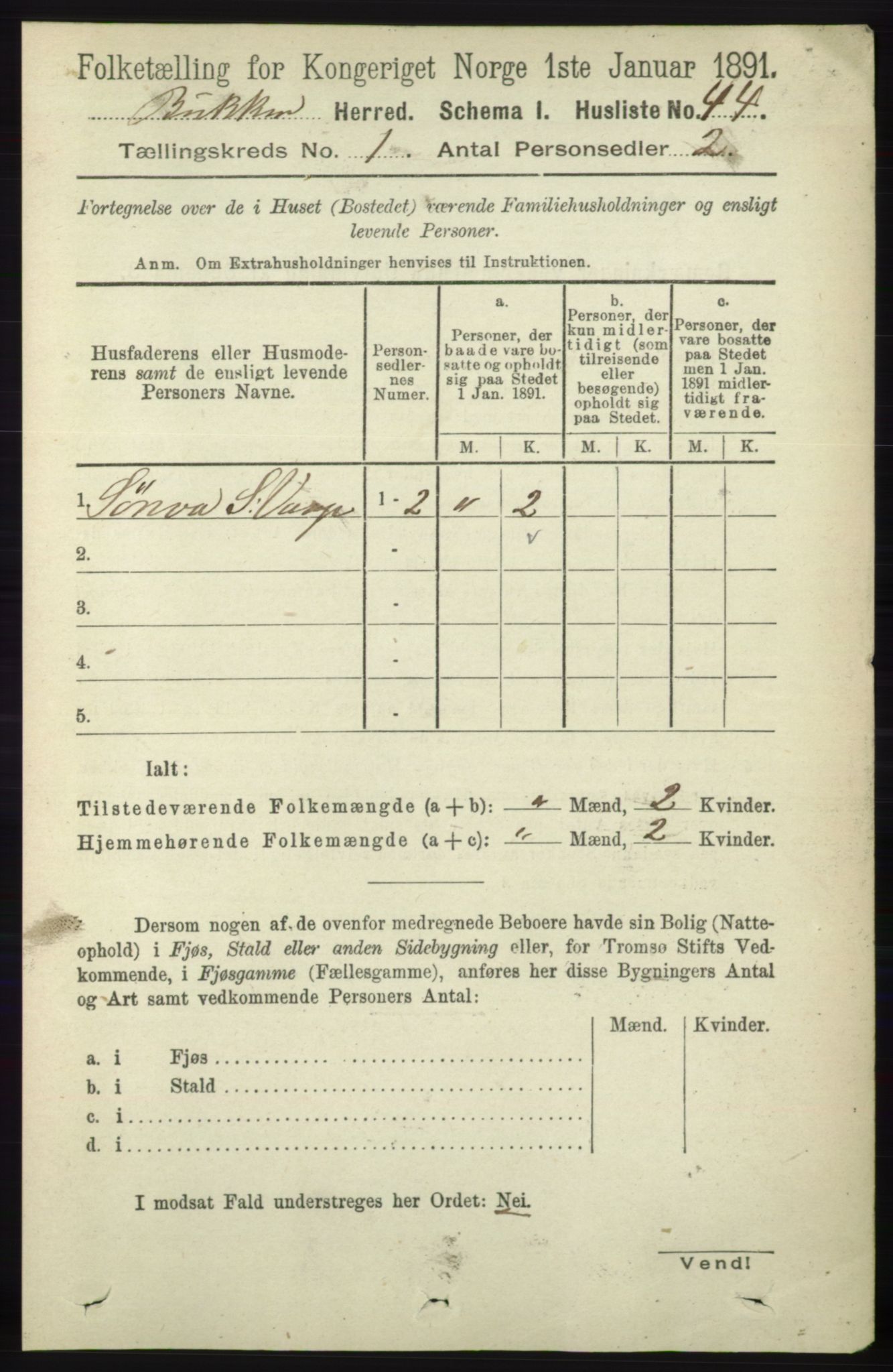 RA, 1891 census for 1145 Bokn, 1891, p. 58