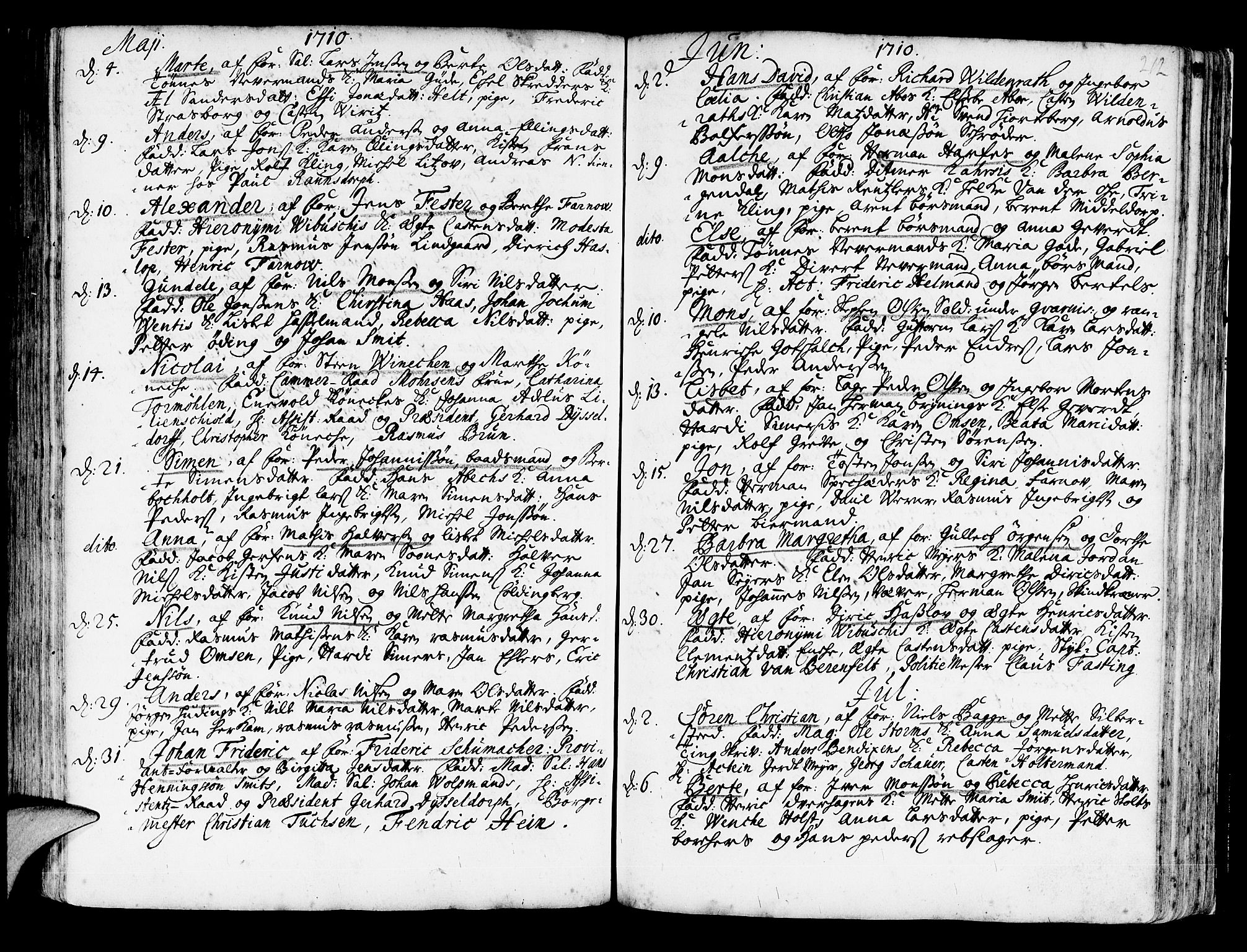 Korskirken sokneprestembete, AV/SAB-A-76101/H/Haa/L0003: Parish register (official) no. A 3, 1698-1719, p. 212