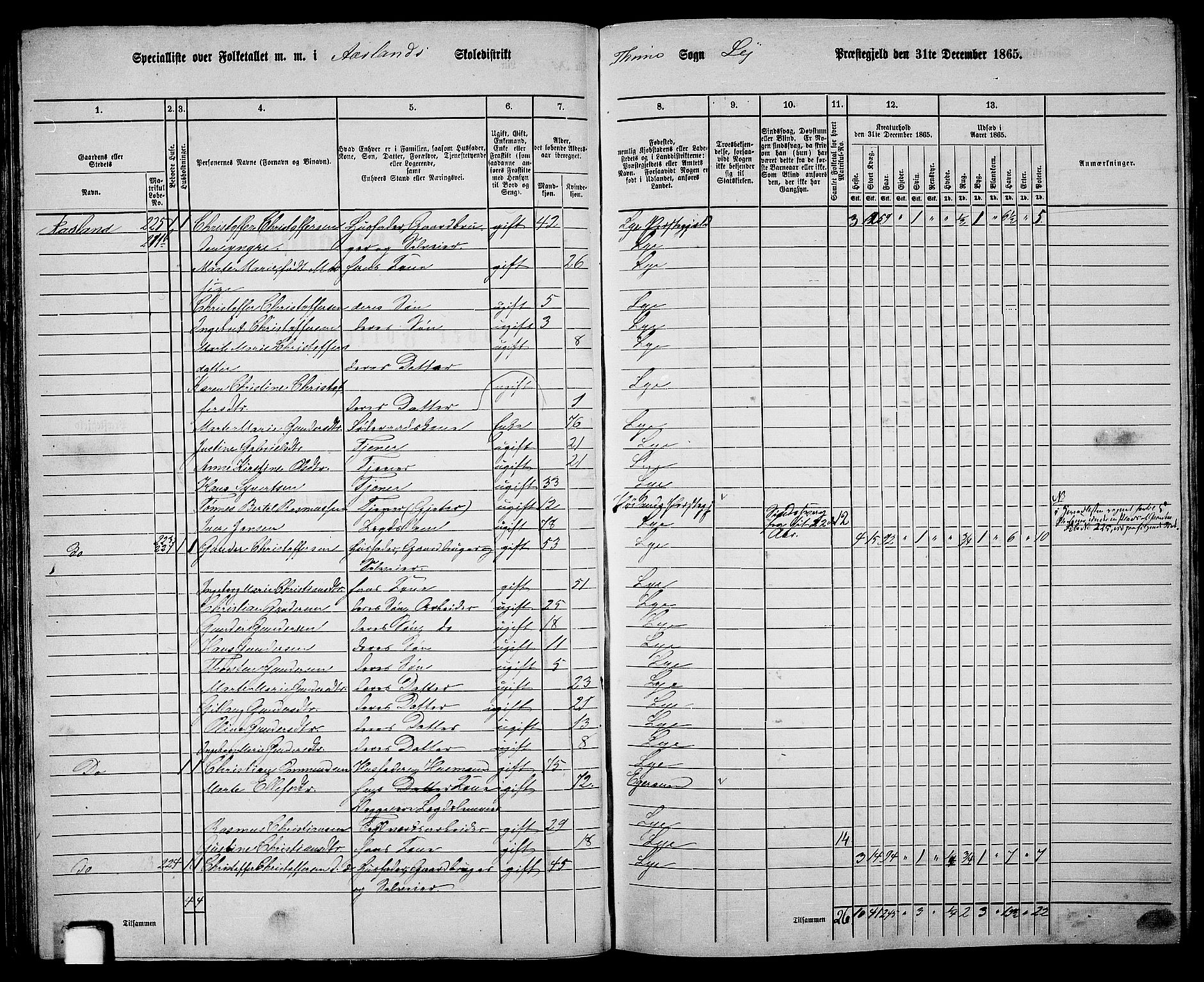 RA, 1865 census for Lye, 1865, p. 44