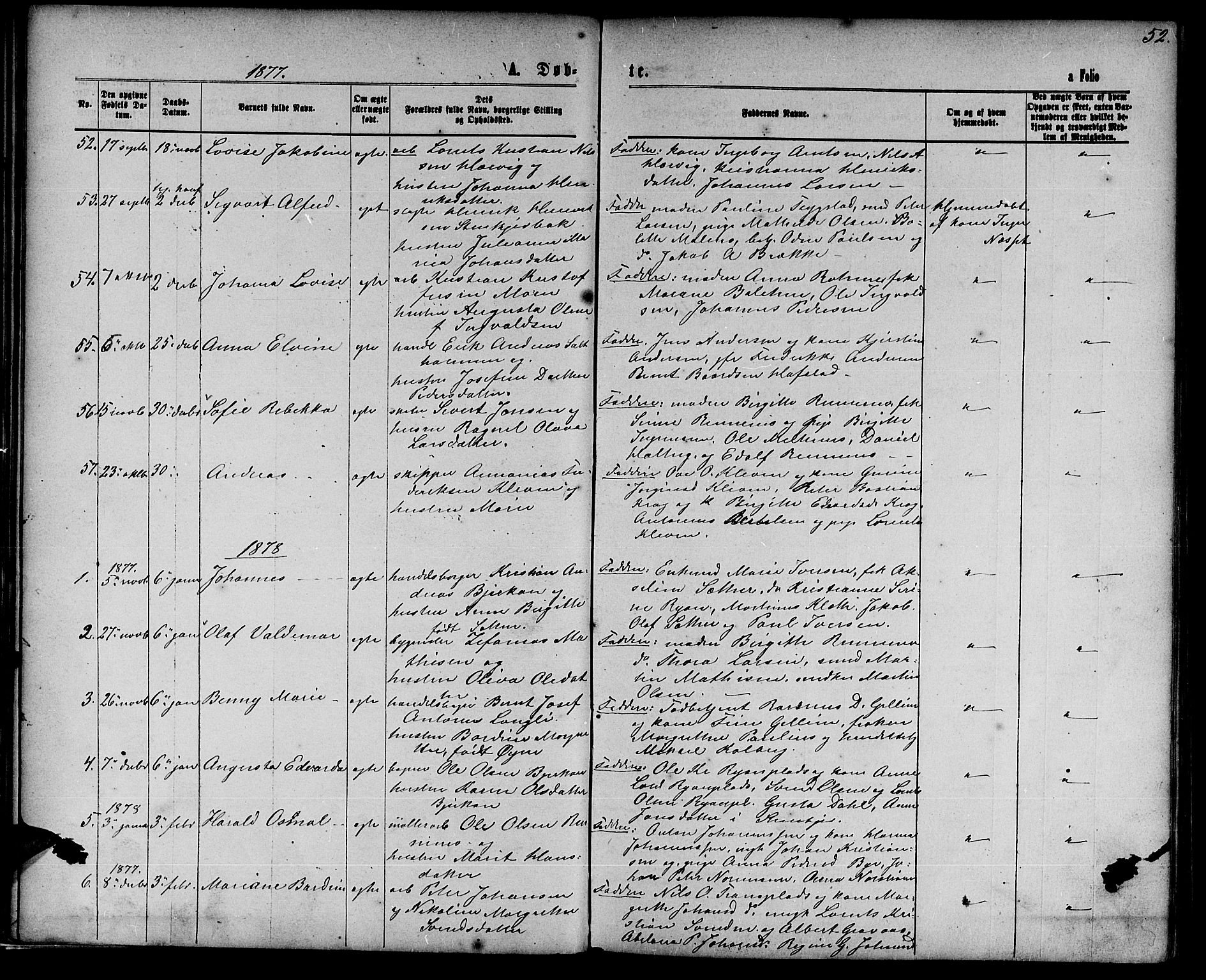 Ministerialprotokoller, klokkerbøker og fødselsregistre - Nord-Trøndelag, SAT/A-1458/739/L0373: Parish register (copy) no. 739C01, 1865-1882, p. 52