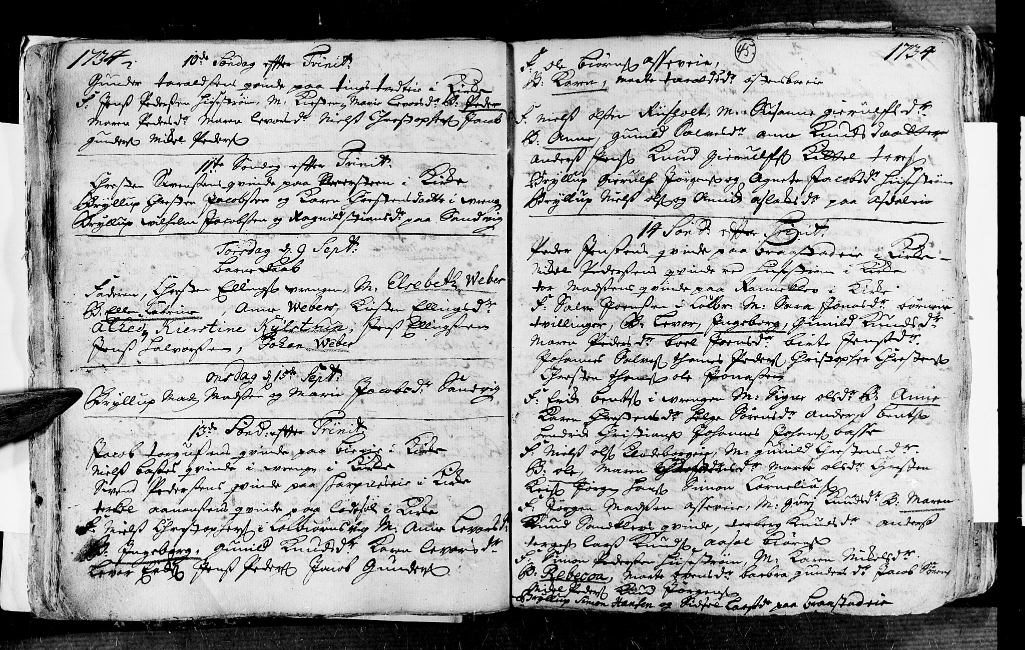 Øyestad sokneprestkontor, AV/SAK-1111-0049/F/Fa/L0004: Parish register (official) no. A 4, 1730-1750, p. 45