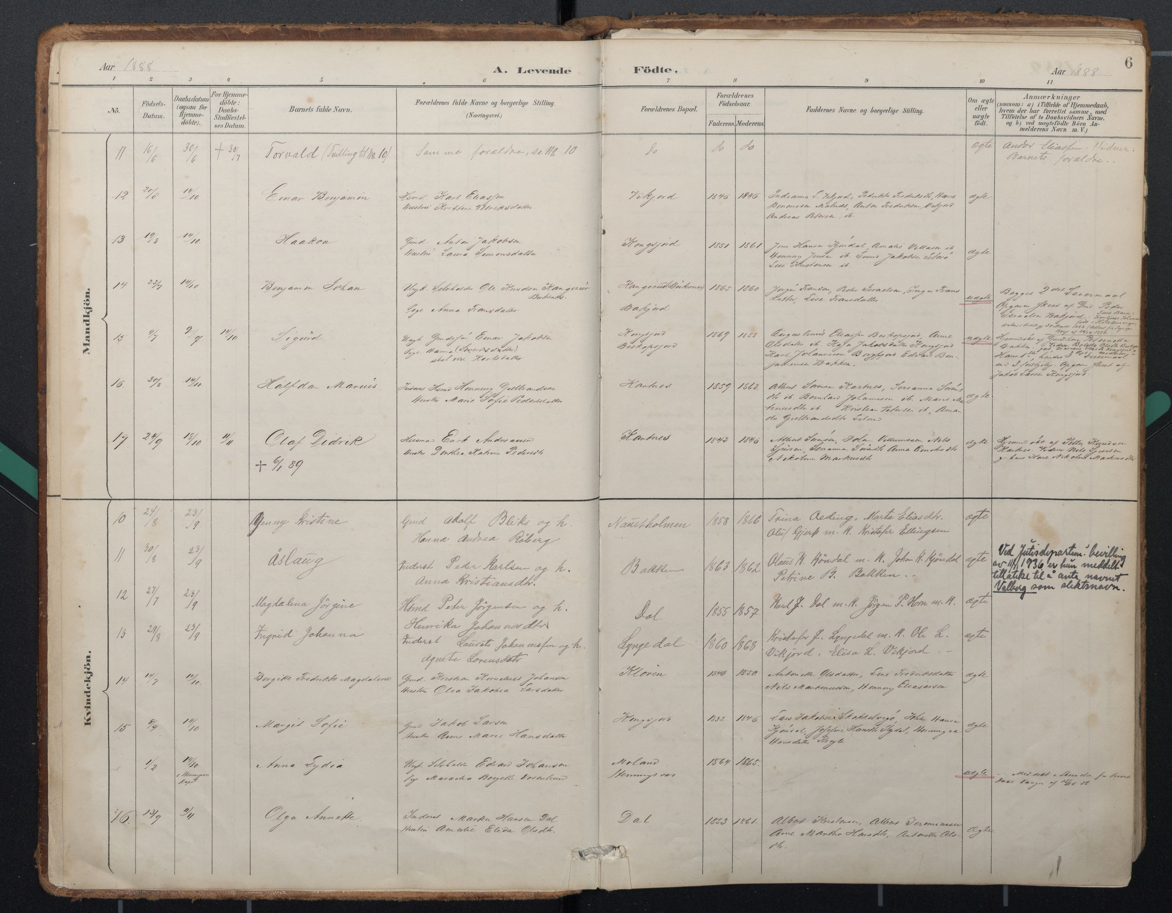 Ministerialprotokoller, klokkerbøker og fødselsregistre - Nordland, AV/SAT-A-1459/884/L1193: Parish register (official) no. 884A01, 1888-1905, p. 6