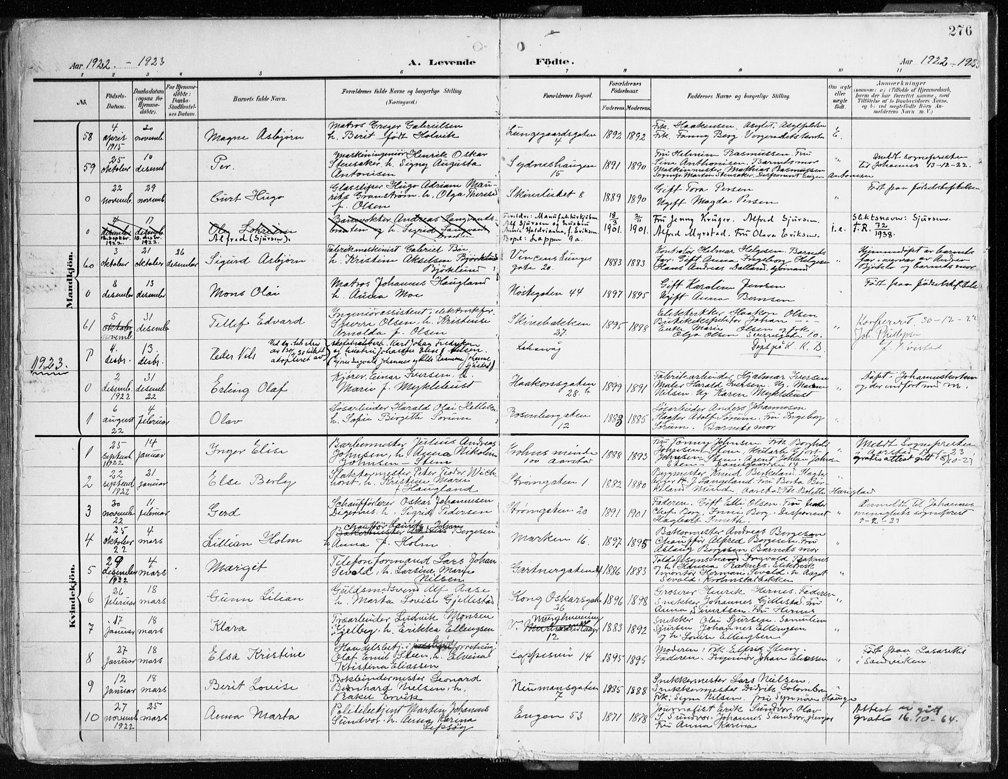 Domkirken sokneprestembete, SAB/A-74801/H/Haa/L0025: Parish register (official) no. B 8, 1903-1925, p. 276