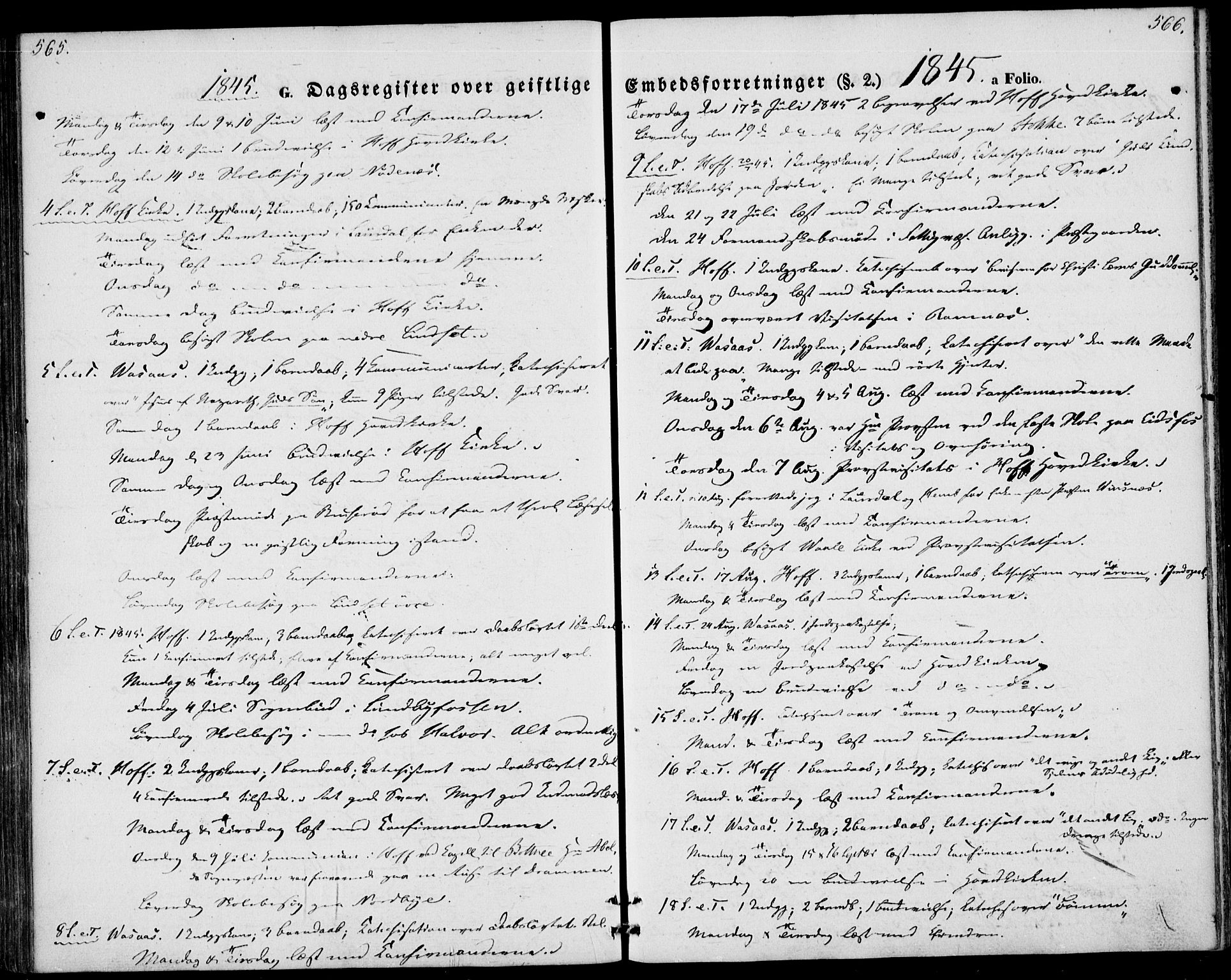 Hof kirkebøker, AV/SAKO-A-64/F/Fa/L0005: Parish register (official) no. I 5, 1844-1851, p. 565-566