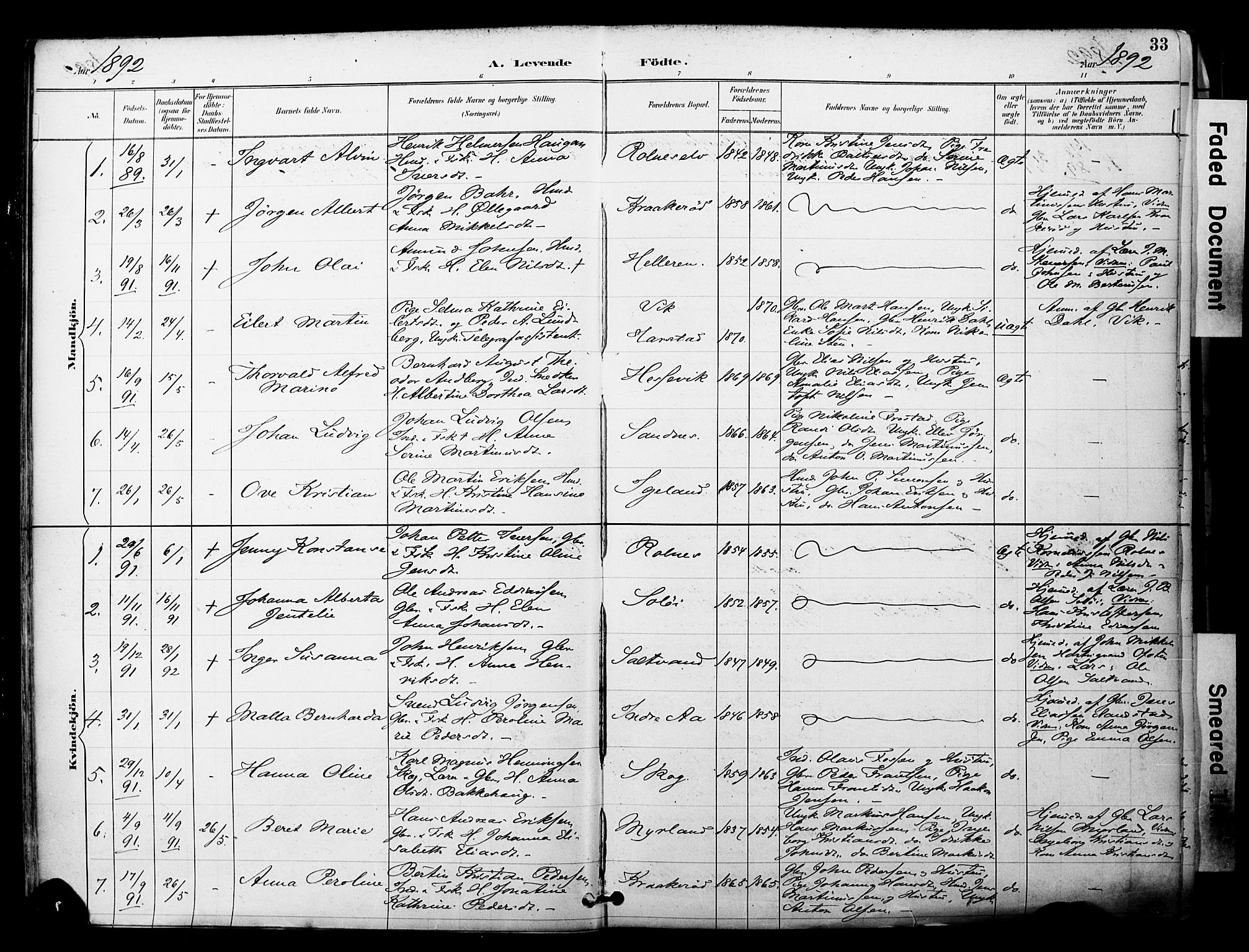 Ibestad sokneprestembete, SATØ/S-0077/H/Ha/Haa/L0012kirke: Parish register (official) no. 12, 1890-1900, p. 33