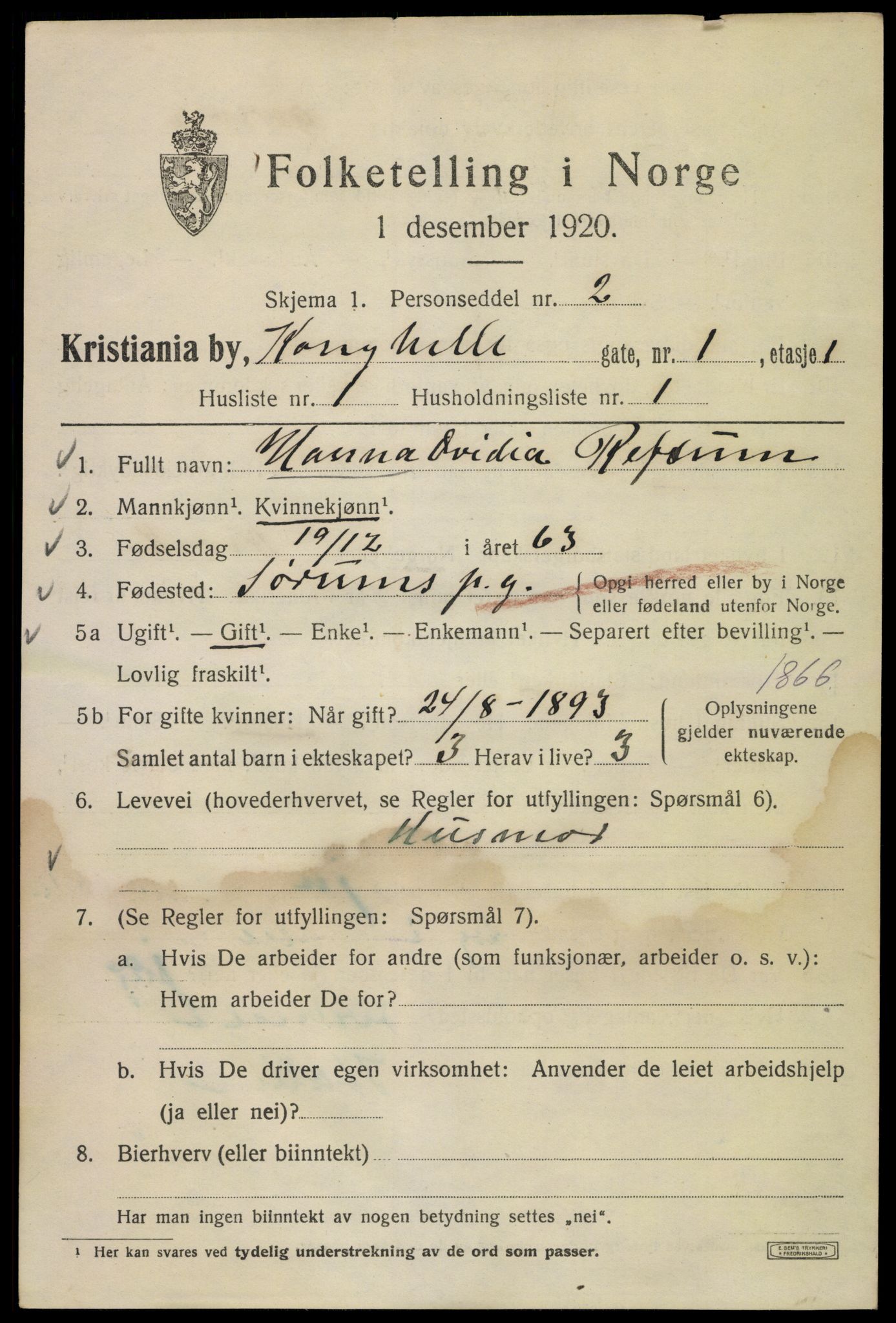 SAO, 1920 census for Kristiania, 1920, p. 346739