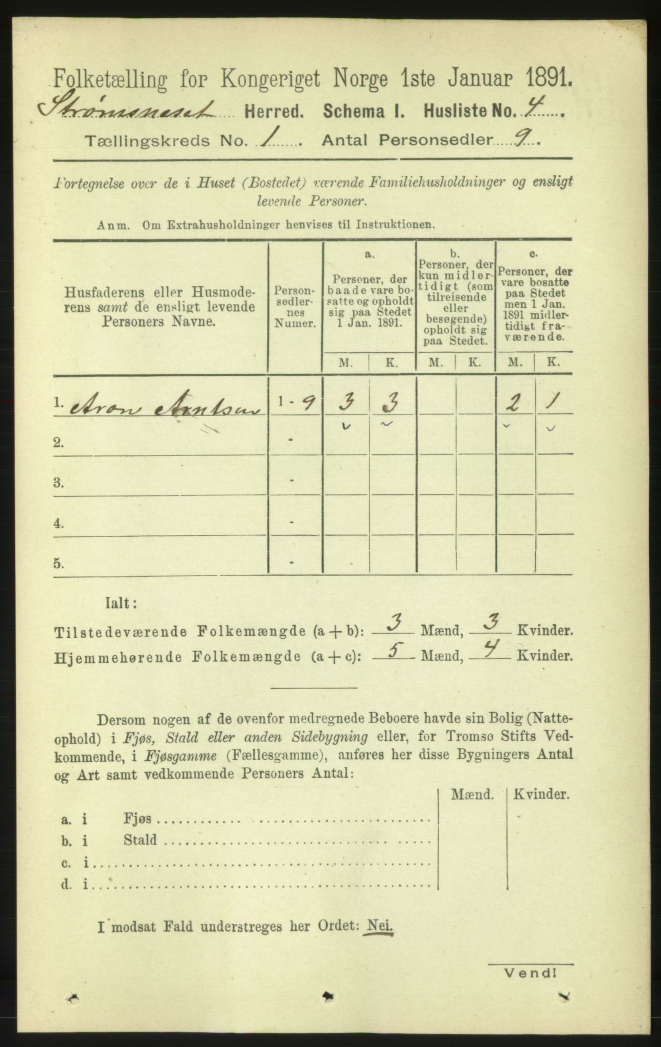 RA, 1891 census for 1559 Straumsnes, 1891, p. 24