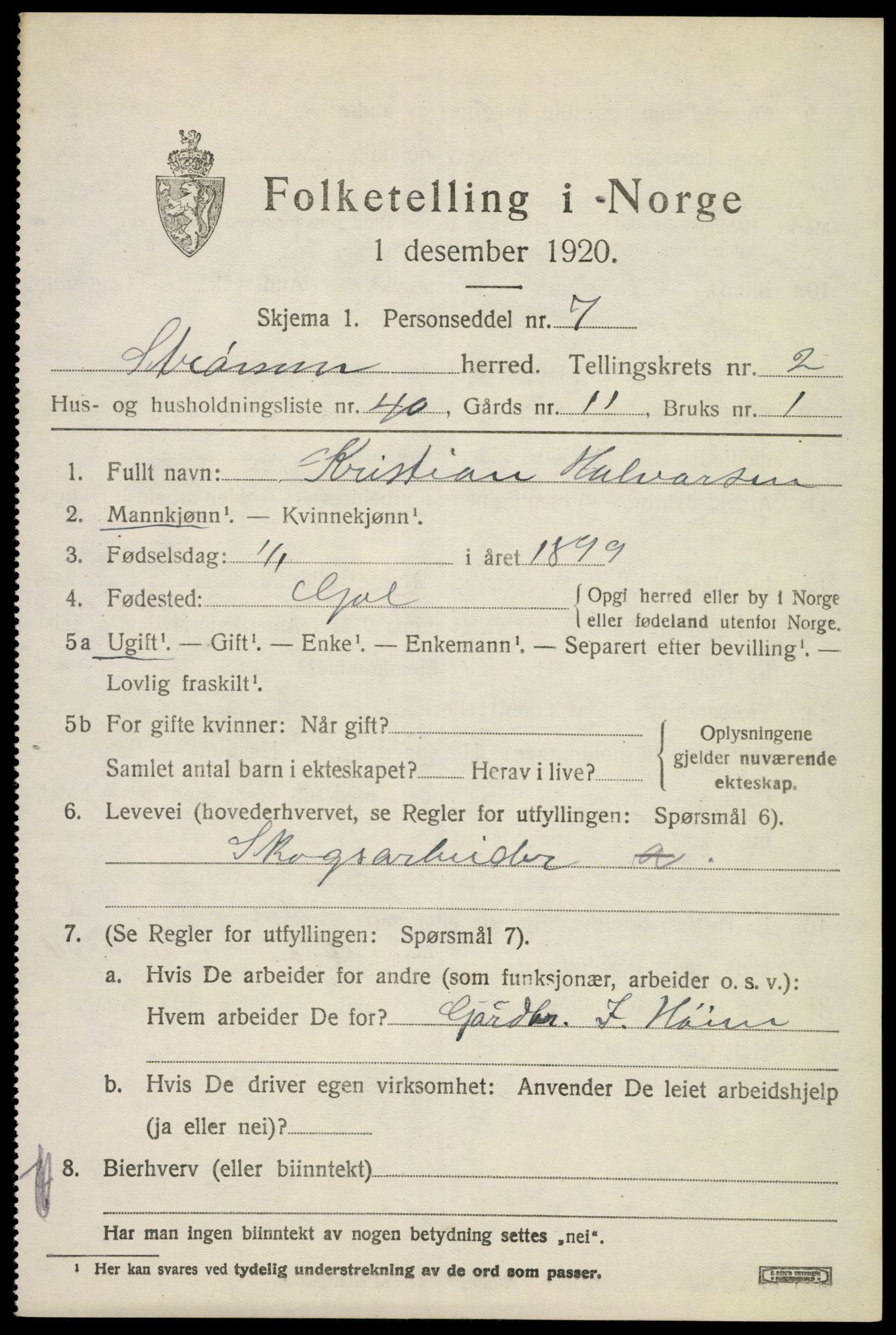 SAKO, 1920 census for Strømm, 1920, p. 2015