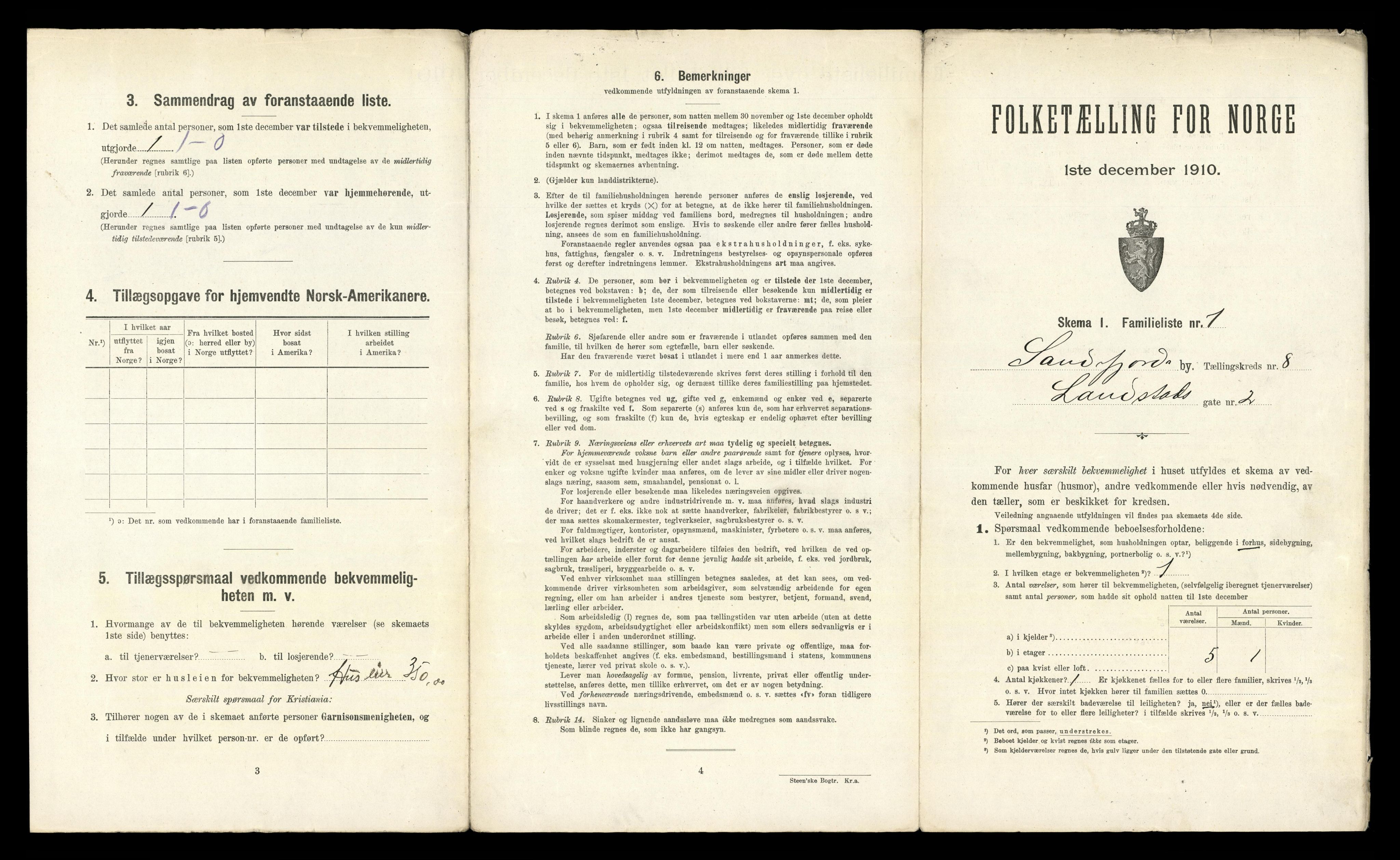 RA, 1910 census for Sandefjord, 1910, p. 2076